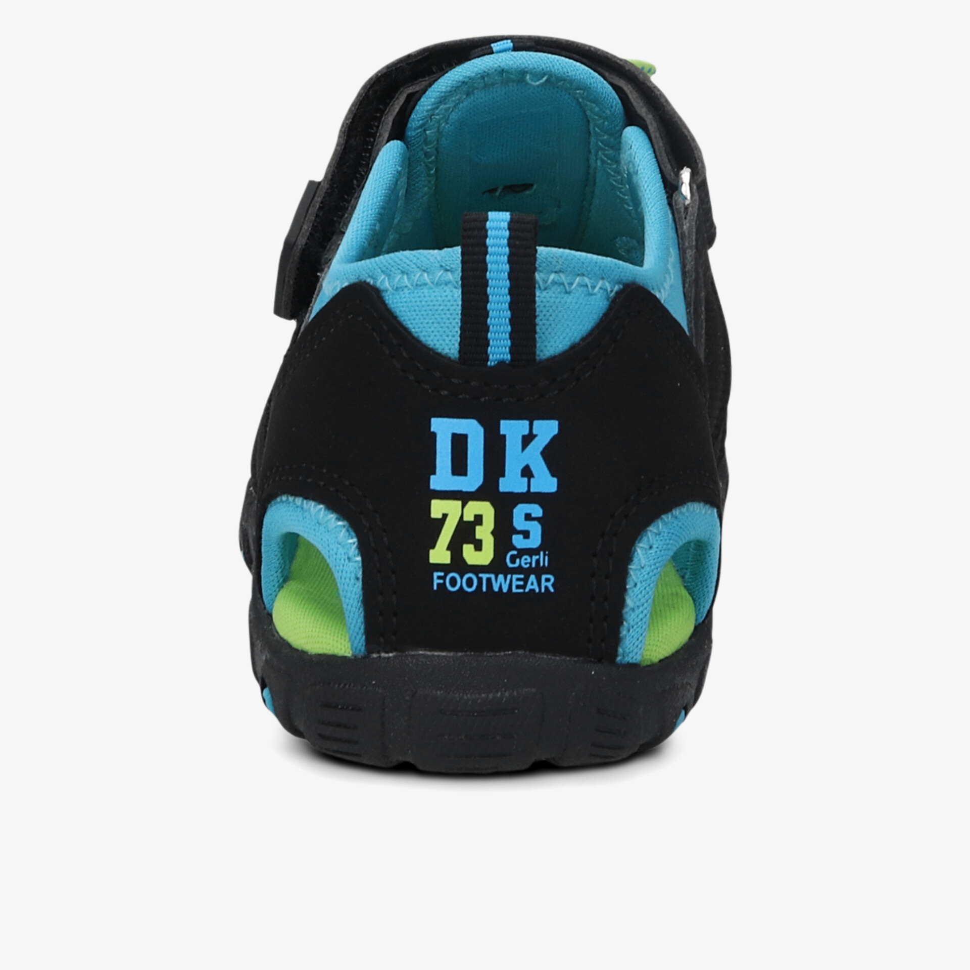 Rückansicht eines robusten und bequemen Schuhs mit atmungsaktivem Material und leichter, rutschfester Sohle