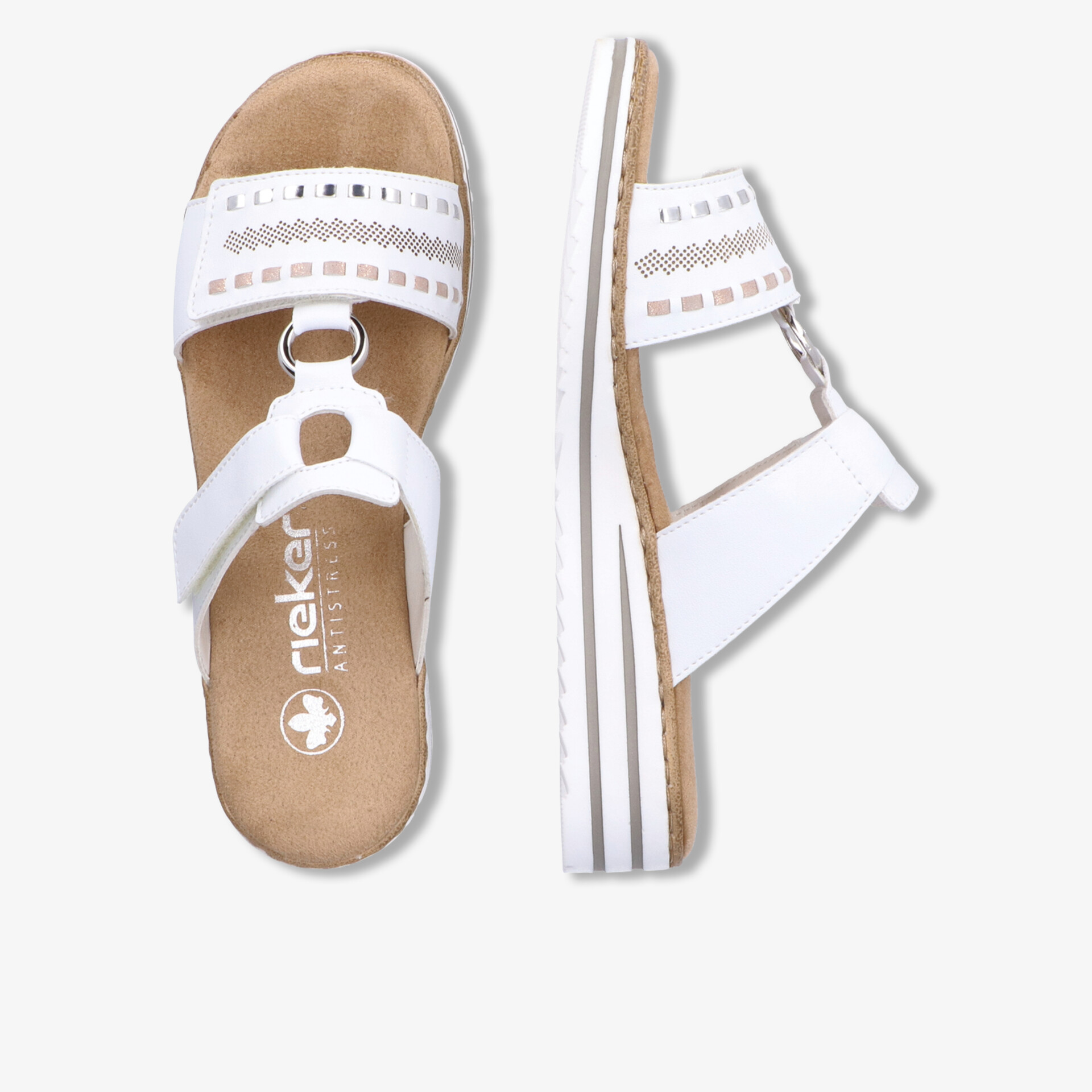 Weiße Sandalen mit verstellbarem Riemen und bequemer Laufsohle, ideal für sommerlichen Komfort