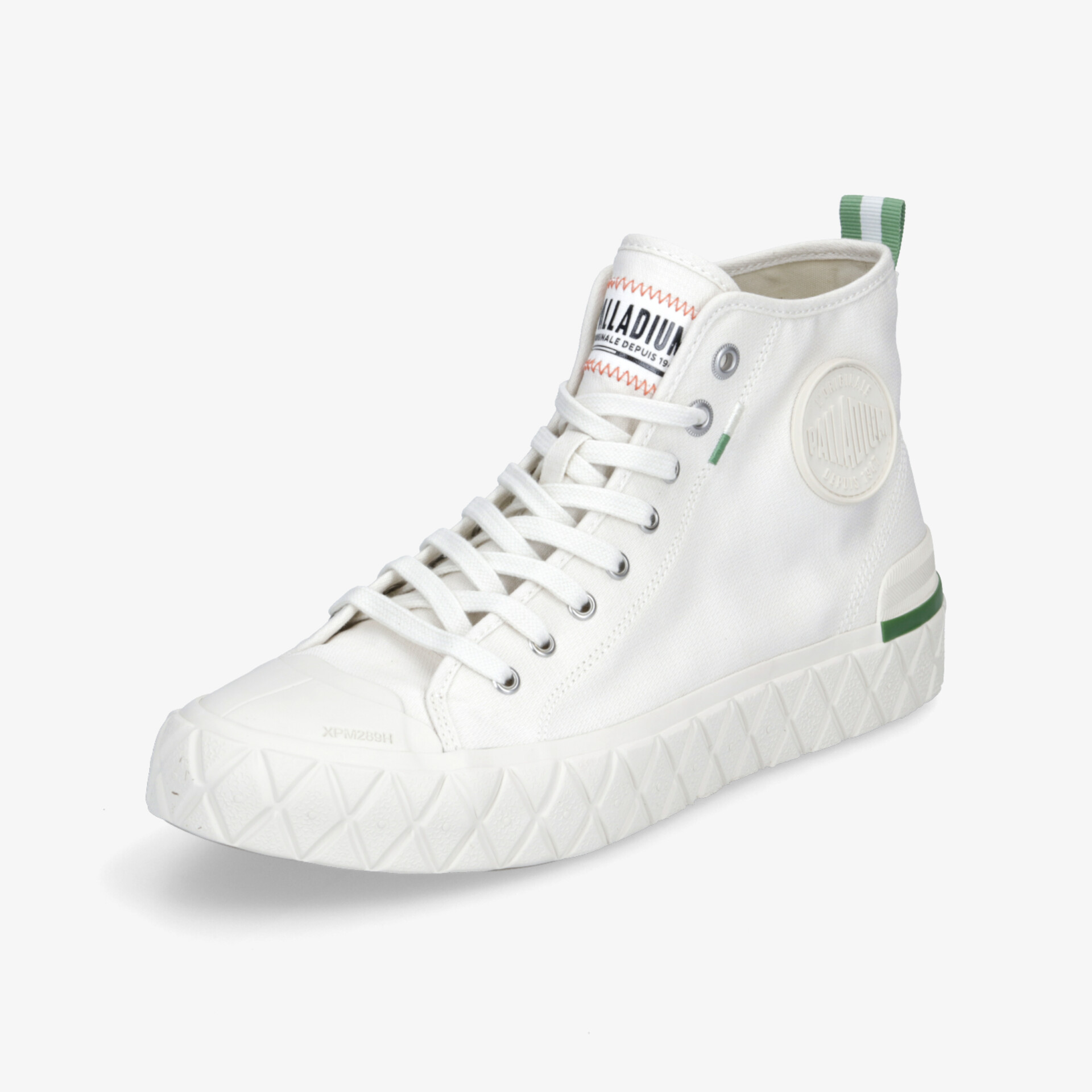 Moderner weißer High-Top Sneaker mit stilvoller Sohle und klassischem Design für vielseitige Looks.