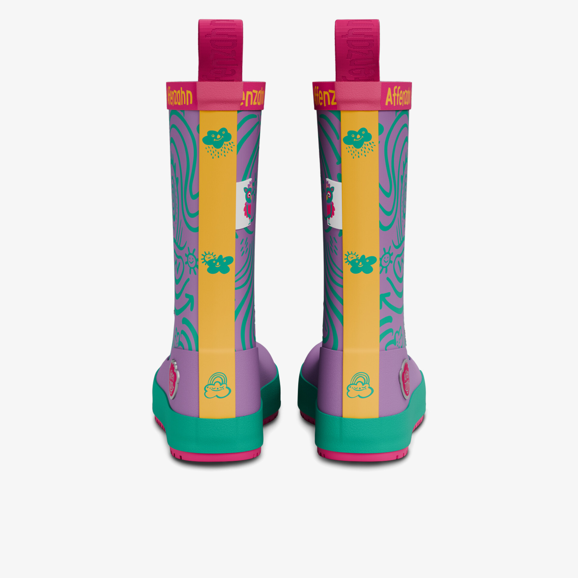 Bunte Regenstiefel mit auffälligem Design und robustem, wasserdichtem Material, ideal für nasse Tage