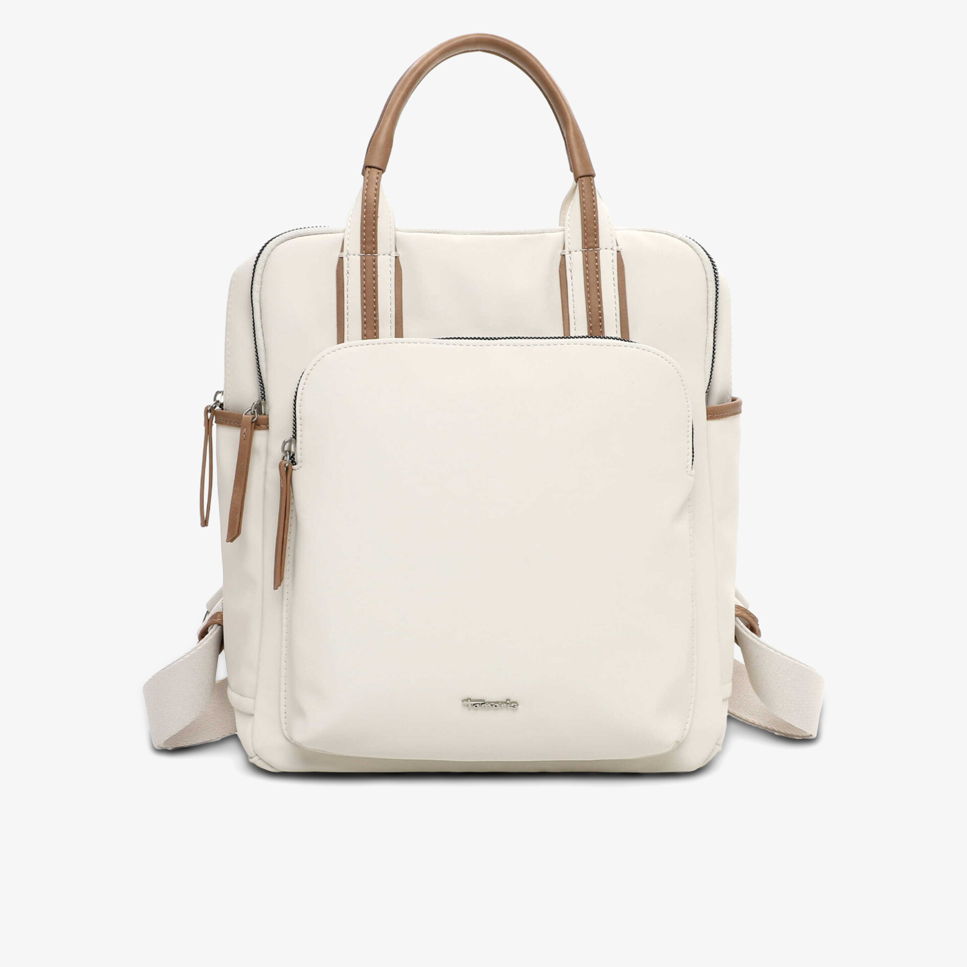Elegante beige Tasche mit praktischen Fächern und stabilen Tragegriffen, ideal für den Alltag und flexible Nutzung