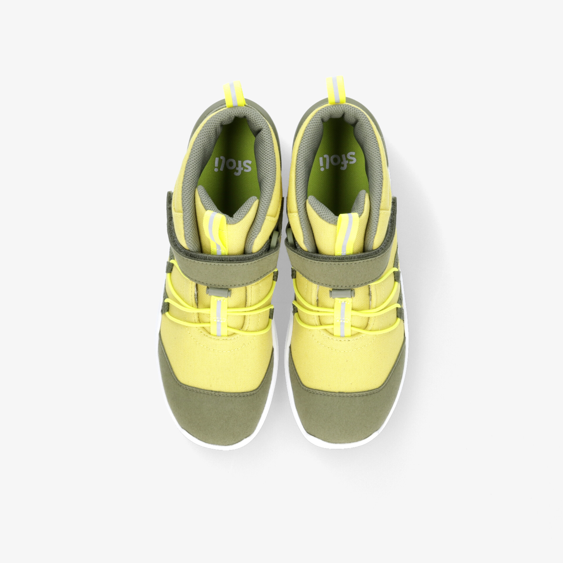 Leichte und strapazierfähige Sportschuhe mit verstellbarem Klettverschluss und rutschfester Sohle in frischem Gelb