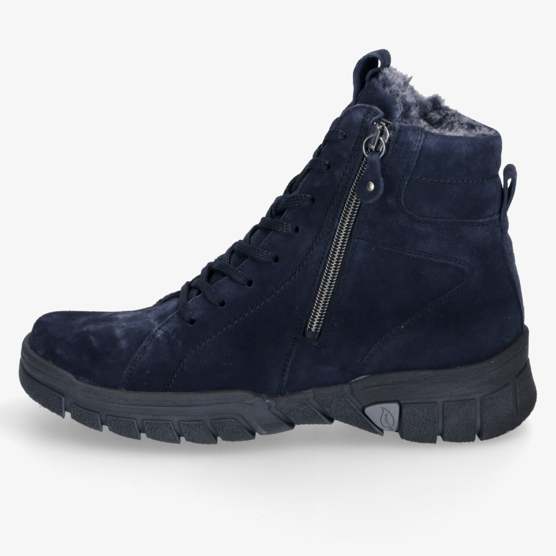 Dunkelblauer Warmer Winterstiefel mit Reißverschluss und Schnürung, rutschfeste Sohle für sicheren Halt