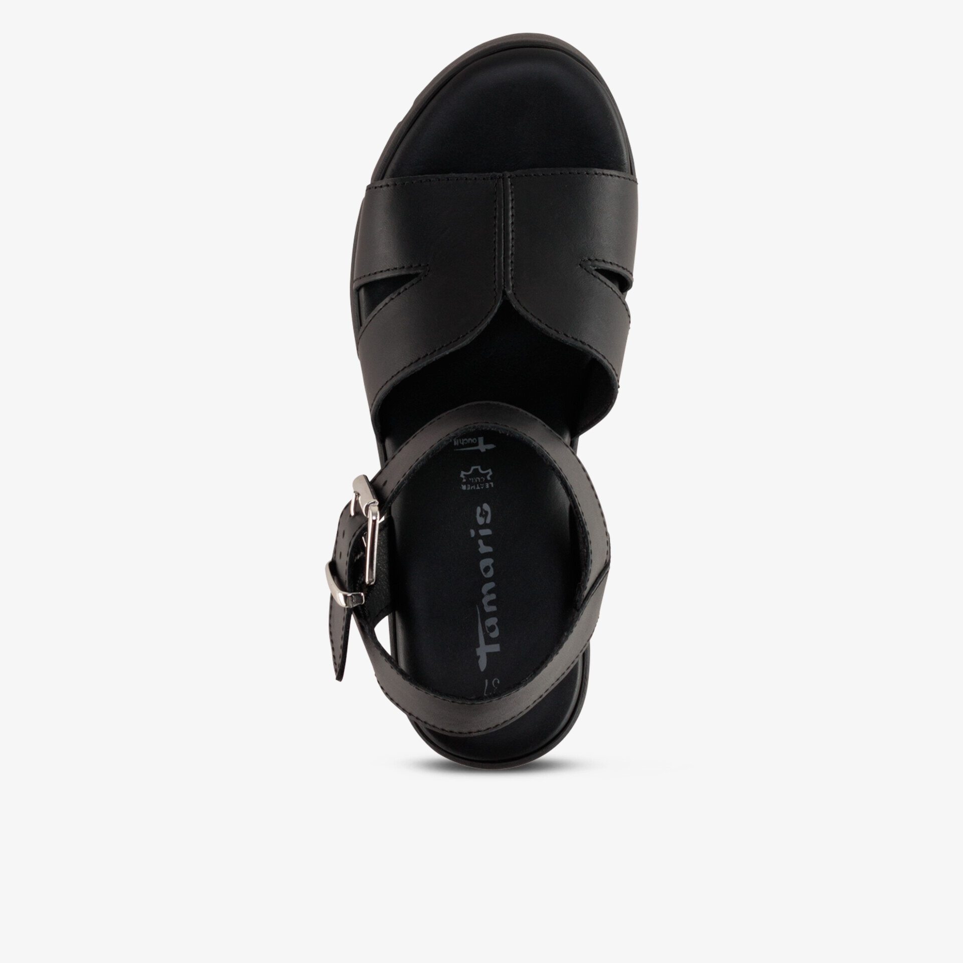 Schwarze Sandale mit bequemem Riemen und verstellbarer Schnalle für eleganten modischen Look