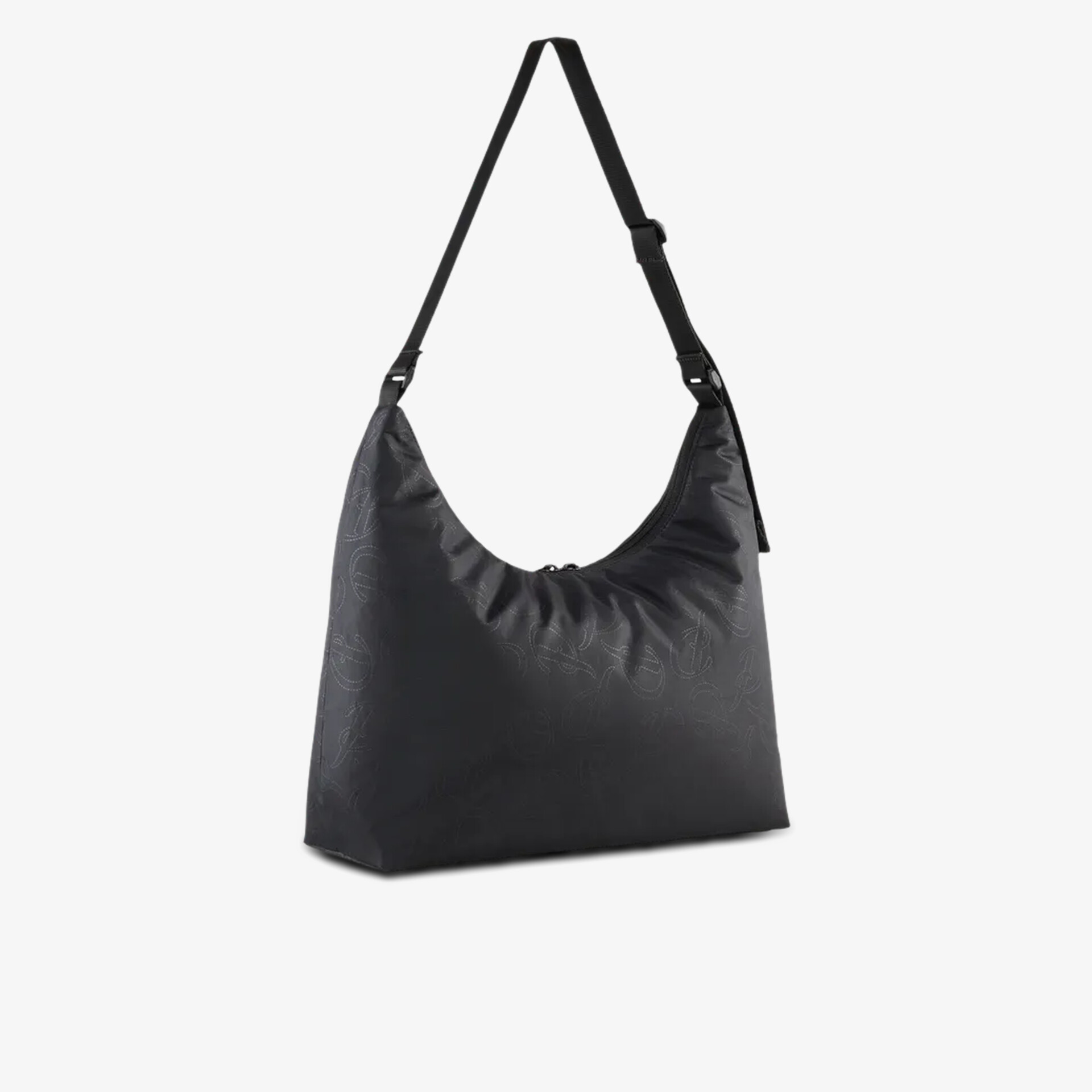 Schwarze Umhängetasche mit verstellbarem Schulterriemen und schlichtem, funktionalem Design