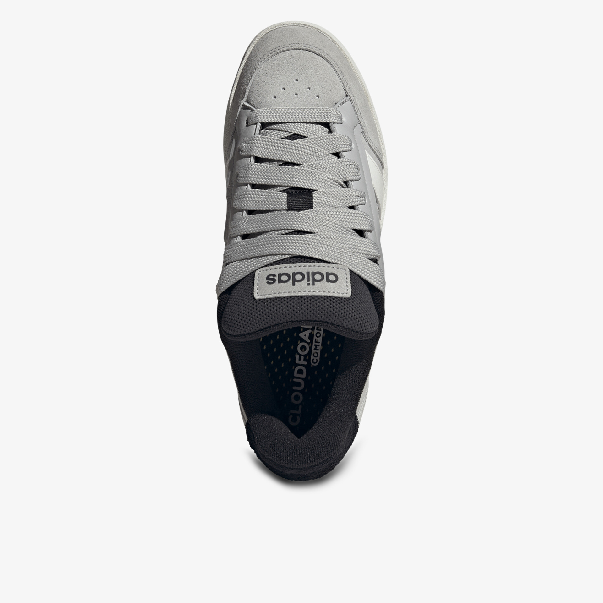Grauer Adidas Sneaker mit bequemer Passform und modischem sportlichem Design, Draufsicht von oben