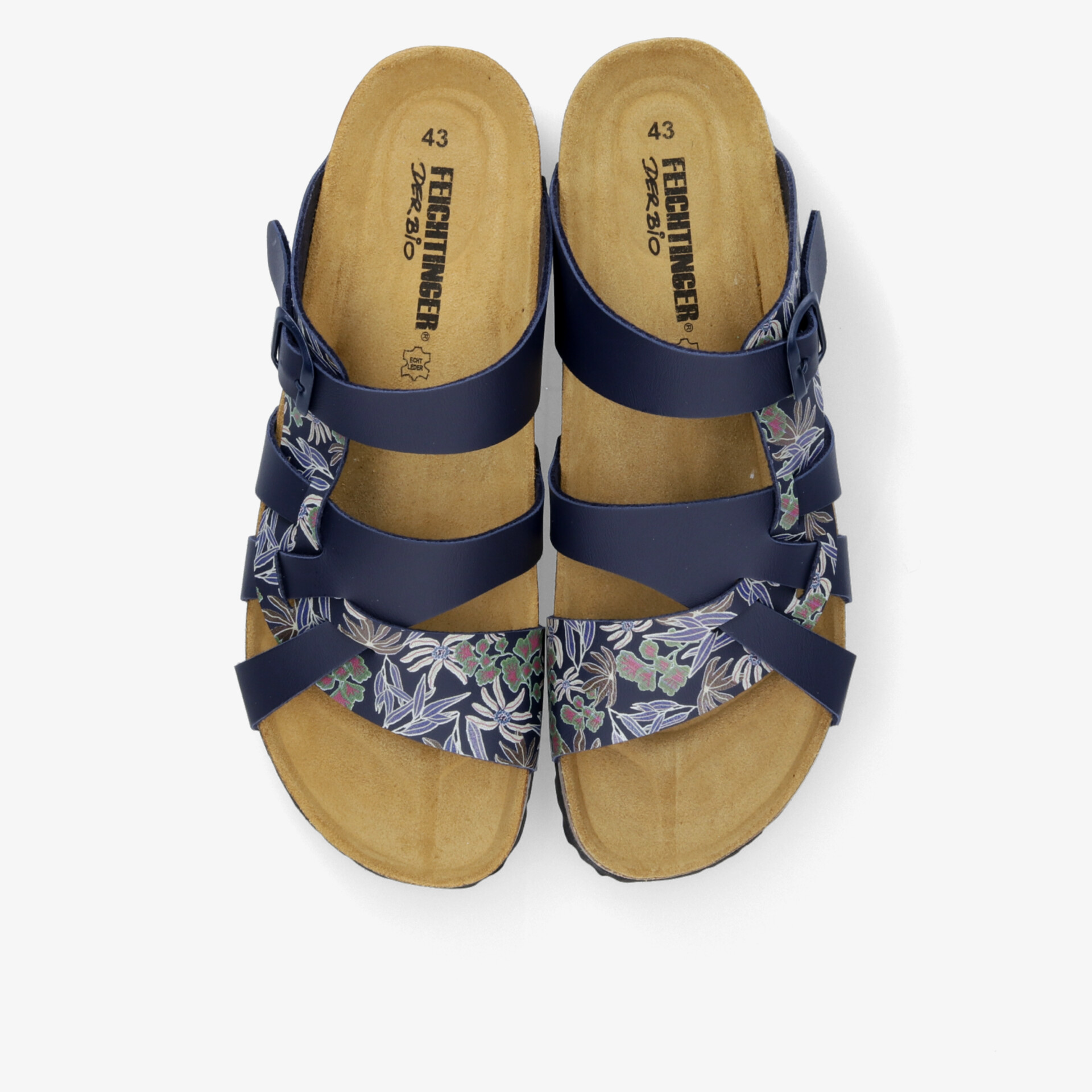 Bequeme Sandalen mit floralem Design und ergonomischem Fußbett für optimalen Tragekomfort.