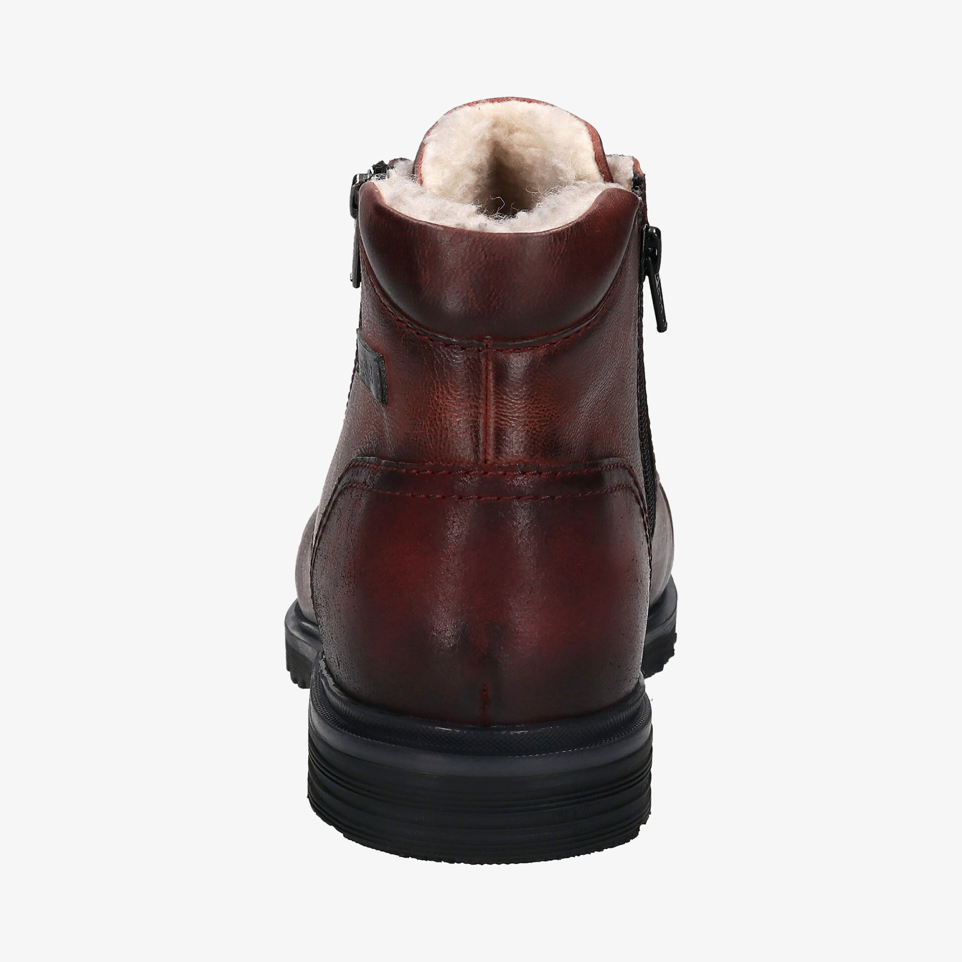 Robuster brauner Lederstiefel mit warmem Innenfutter und praktischem seitlichem Reißverschluss, perfekte Winterwahl