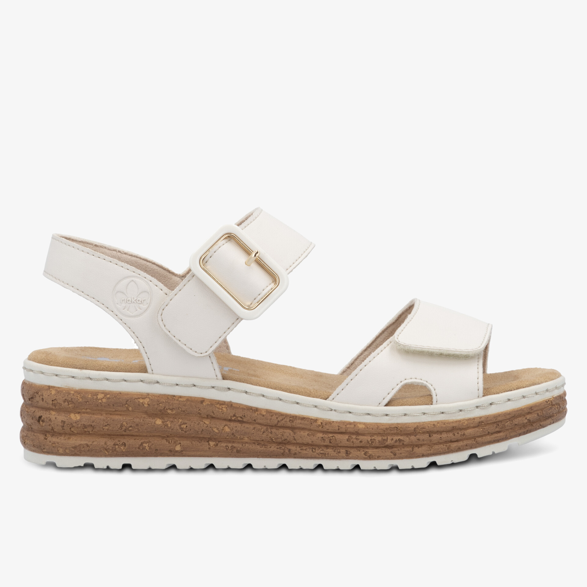 Bequeme Sandale mit verstellbarem Riemen und gepolsterter Sohle in neutralem Farbton