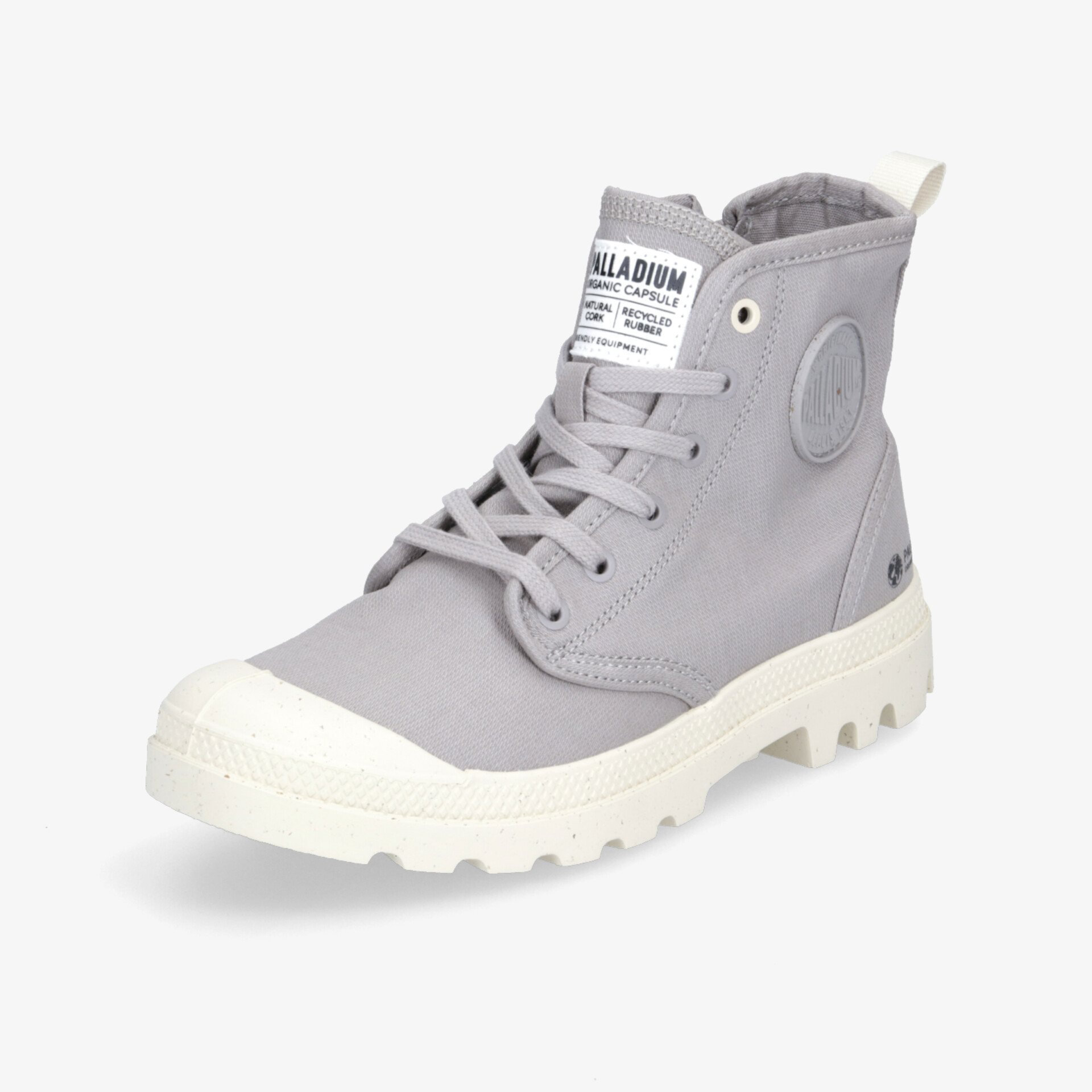 Grauer Outdoor-Schuh mit robuster Sohle und hoher Schnürung für optimalen Halt und Komfort