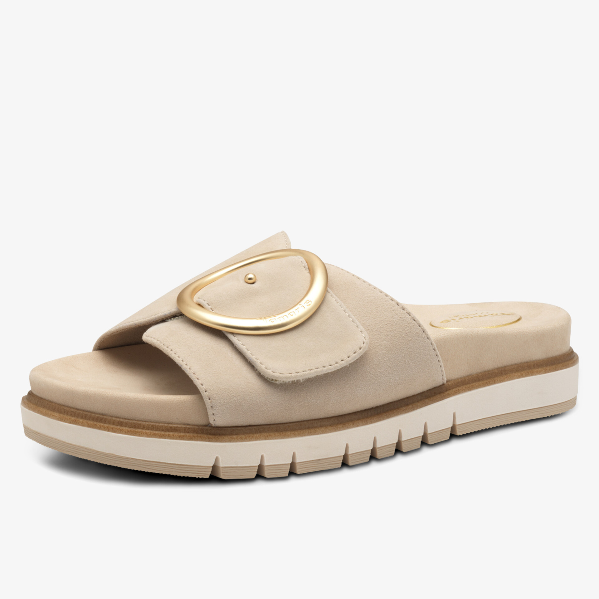 Bequeme Sandalen mit gepolsterter Sohle und trendiger Schnalle für modischen Komfort.