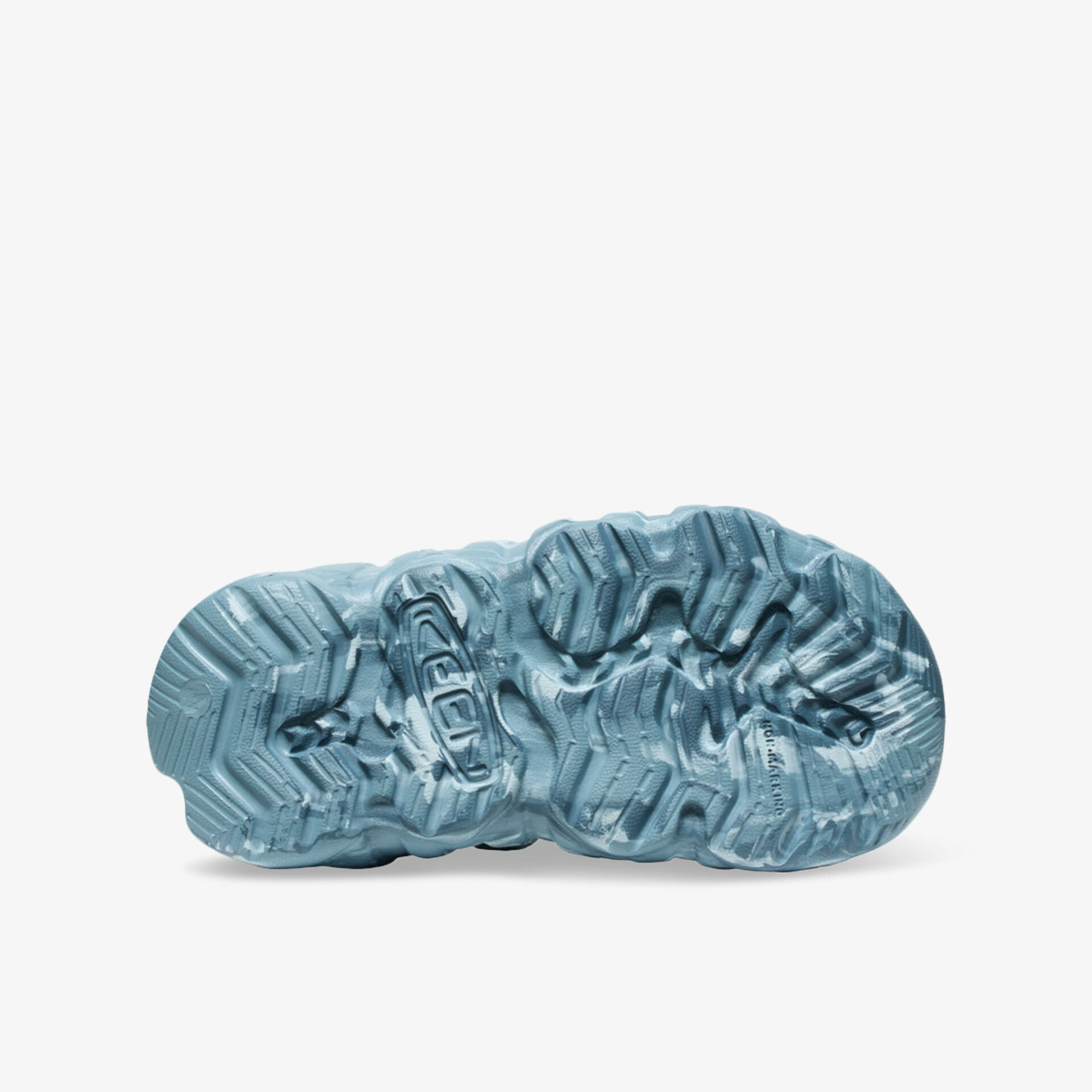 Robuste blaue Schuhsohle mit tiefem Profil für optimale Trittsicherheit und Langlebigkeit bei jedem Untergrund