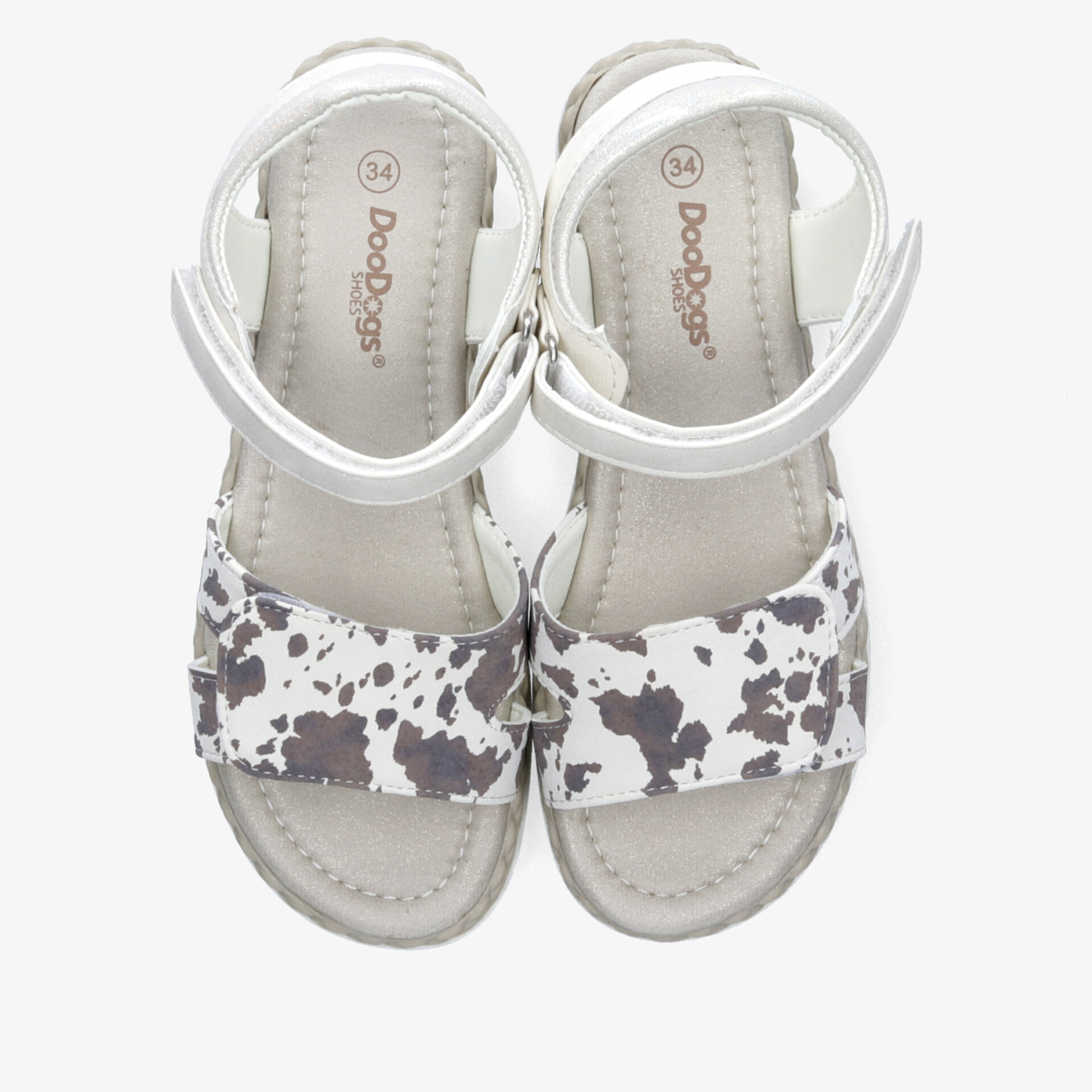 Bequeme Sandalen mit verstellbaren Riemen und weich gepolstertem Fußbett, modisches schwarz-weißes Muster