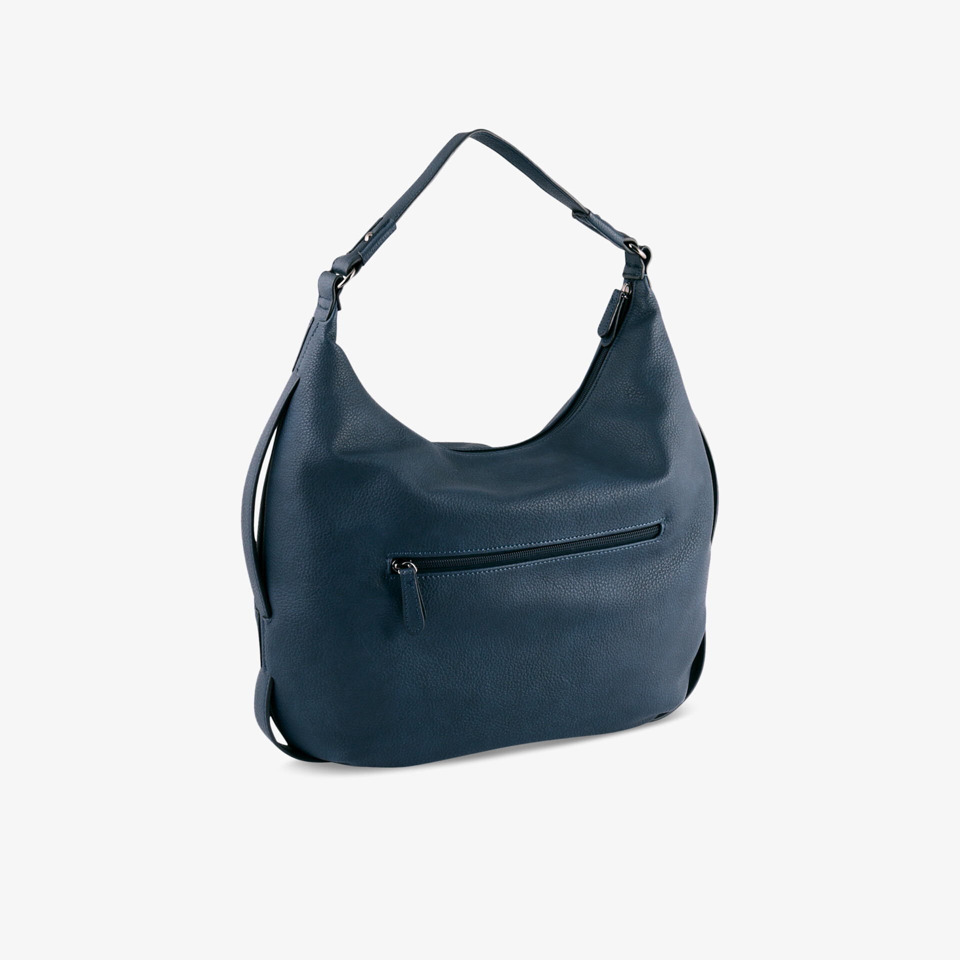 Elegante Hobo-Tasche in Dunkelblau mit Reißverschluss und komfortablem Griff, ideal für Alltag und besondere Anlässe.