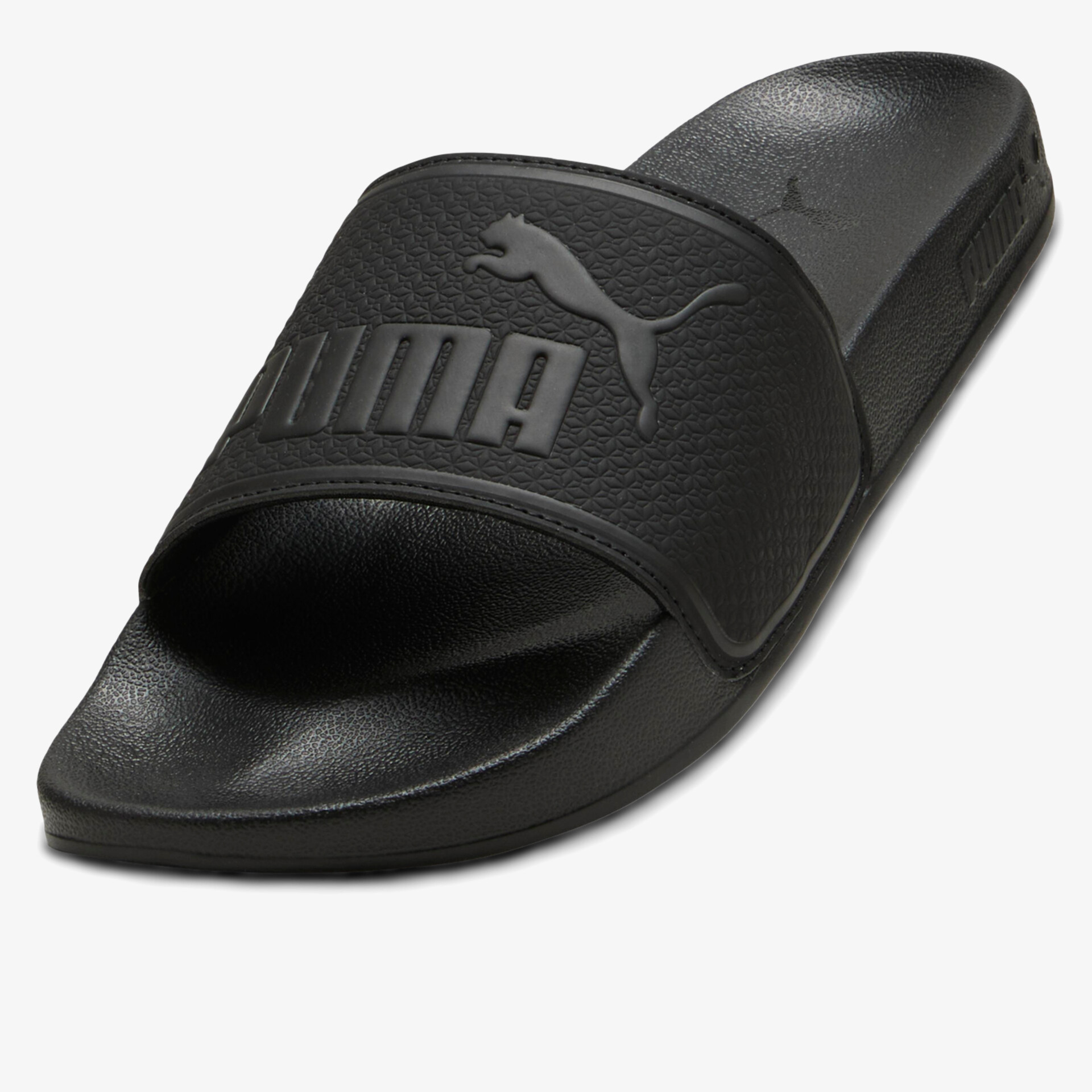 Schwarze Puma Badelatschen mit markantem Logo, komfortabel und leicht für Freizeit und Alltag