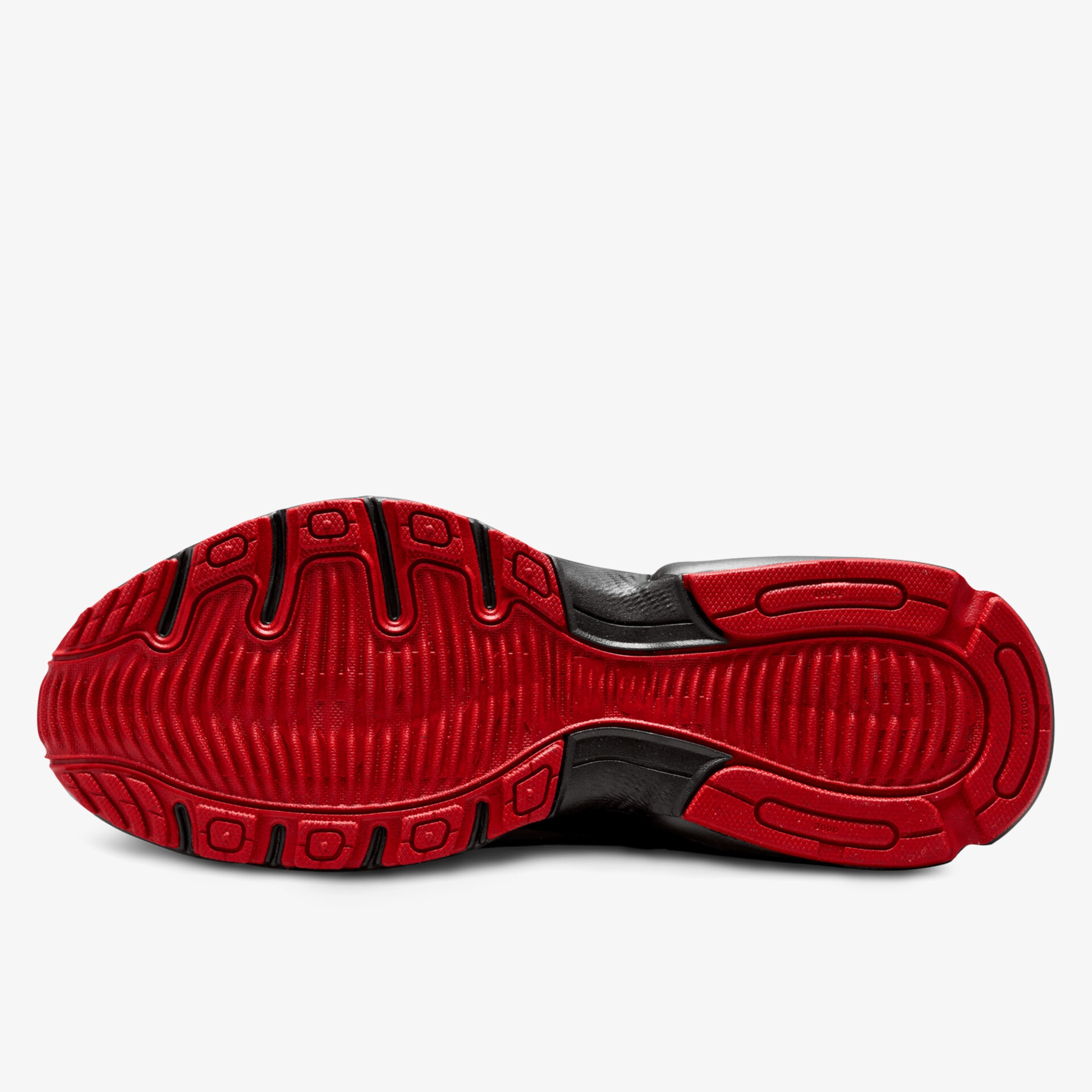 Rutschfeste und langlebige rote Schuhsohle mit tiefem Profil für optimalen Halt