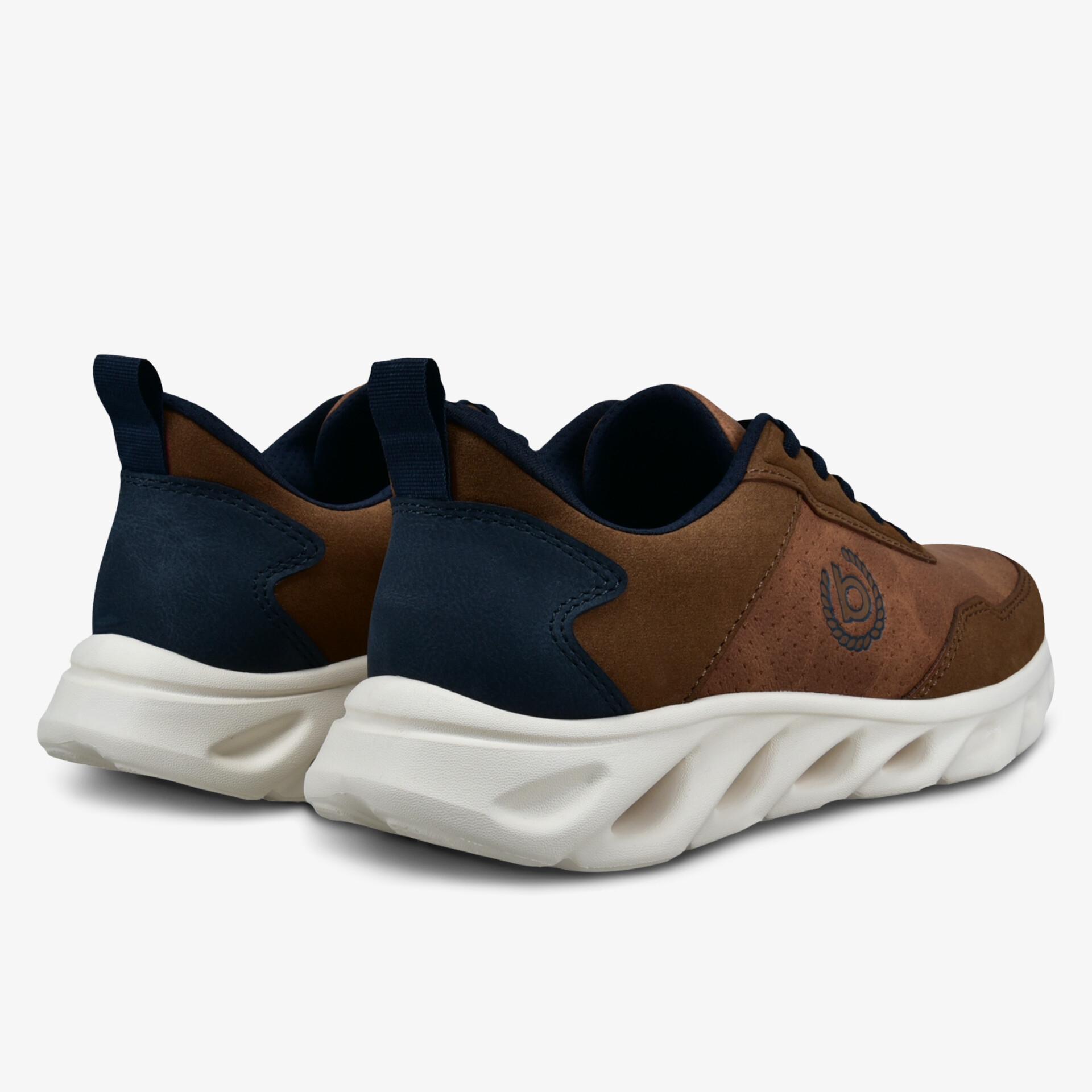 Moderner bequemer Schuh mit robuster, leichter Sohle und atmungsaktivem braun-blauem Design
