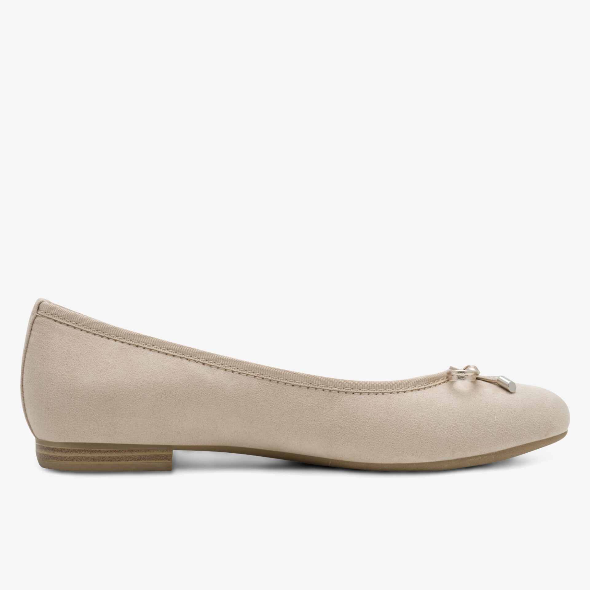 Eleganter beiger Ballerina mit weichem Material und flacher Sohle für hohen Tragekomfort