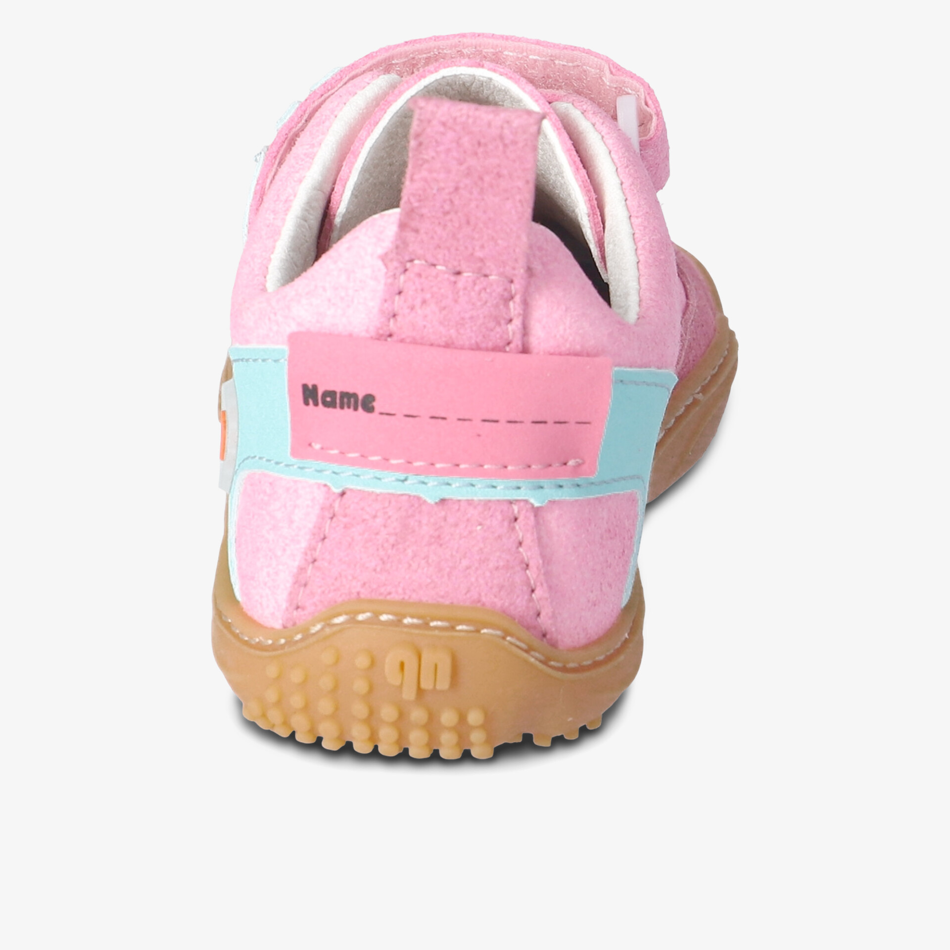 Rosa Freizeitschuh mit blauem Streifen und rutschfester Sohle für optimalen Halt