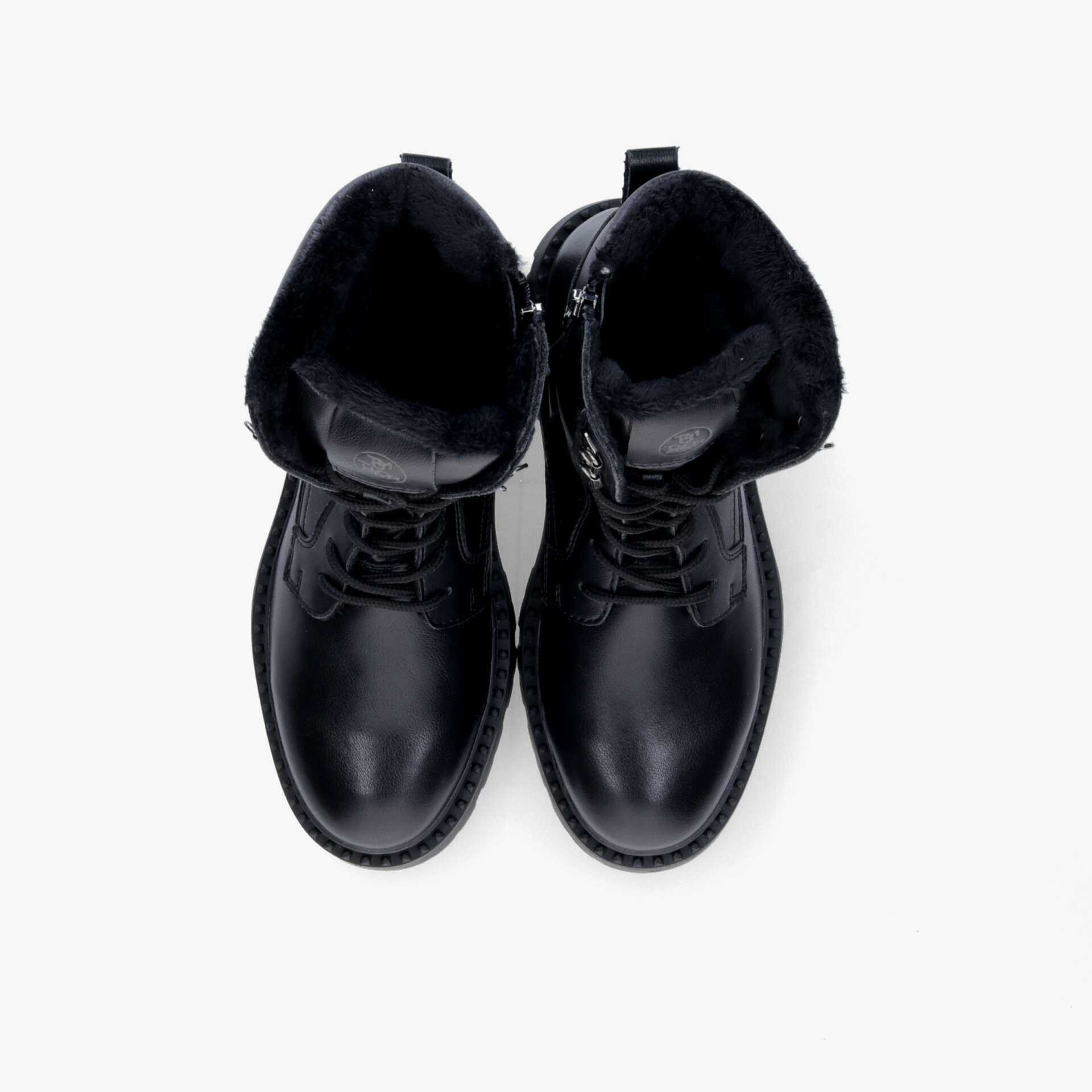 Schwarze Winterstiefel als Paar, warm gefüttert, schnürbar, robuste und bequeme Verarbeitung