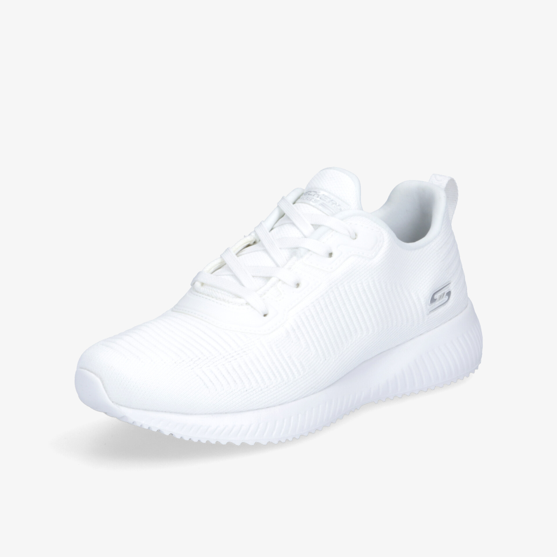 Weißer leichter Sportschuh mit atmungsaktivem Material und schnürbarer Passform für hohen Tragekomfort