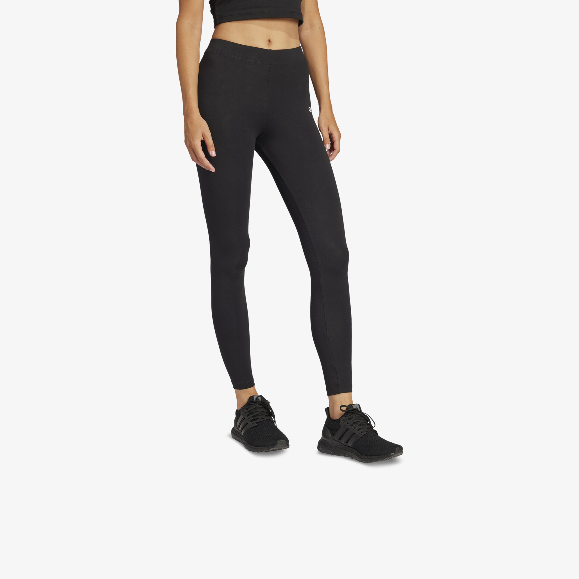 Schwarze eng anliegende Sportleggings, elastisch und bequem, ideal für sportliche Aktivitäten und Alltag