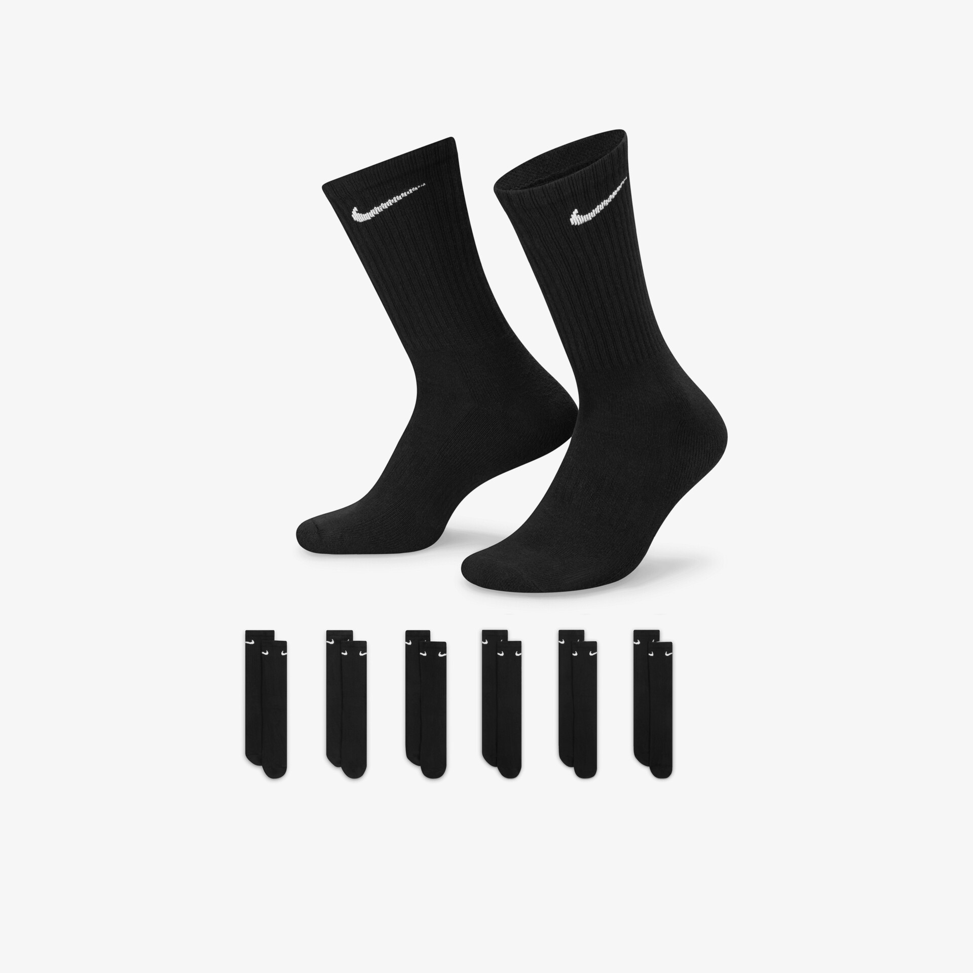 Graue Nike Crew-Socken im 6er Pack, bequem, atmungsaktiv und strapazierfähig für vielseitigen Einsatz