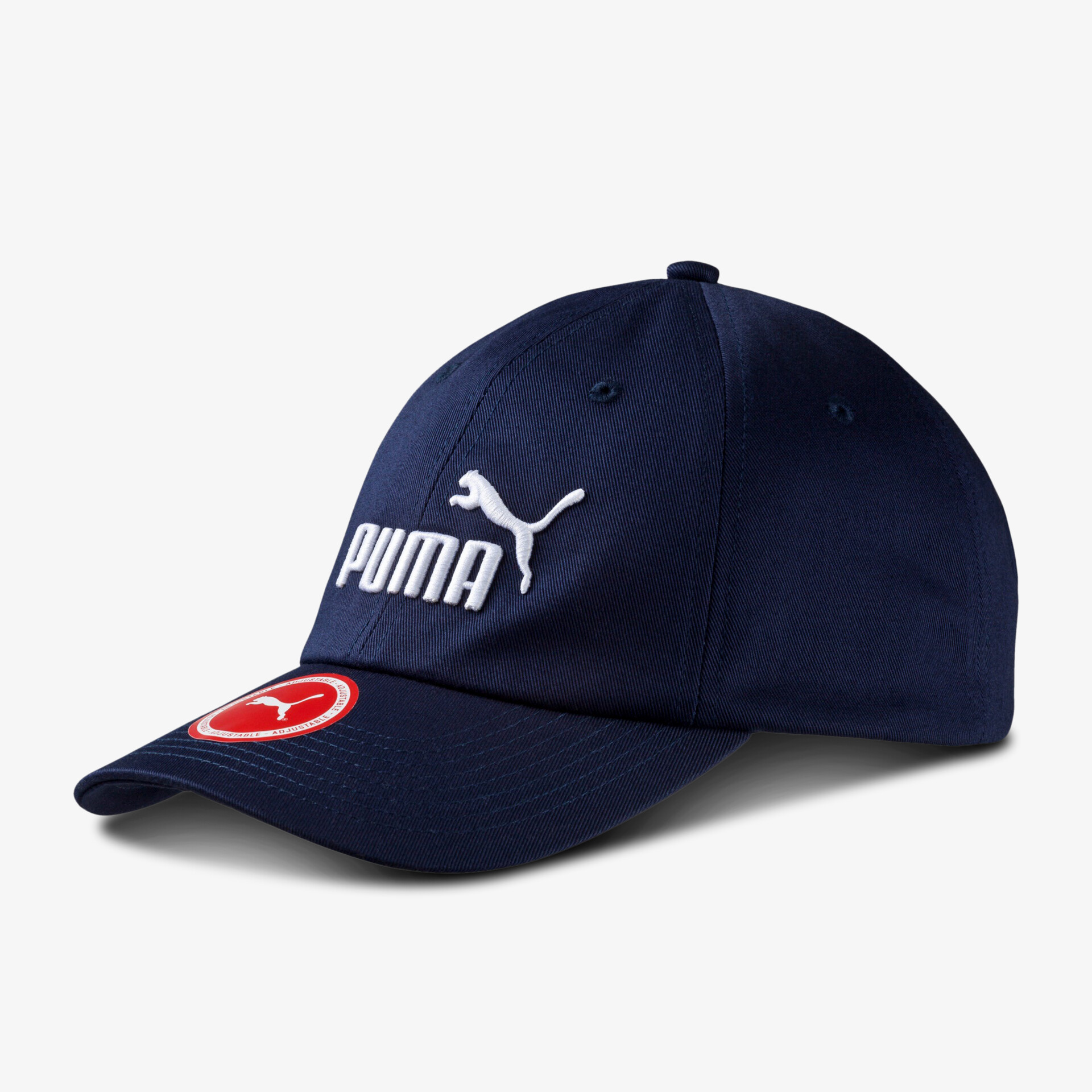 Modische dunkelblaue Kappe von Puma mit großem Logo, ideal für Sport und Freizeit.