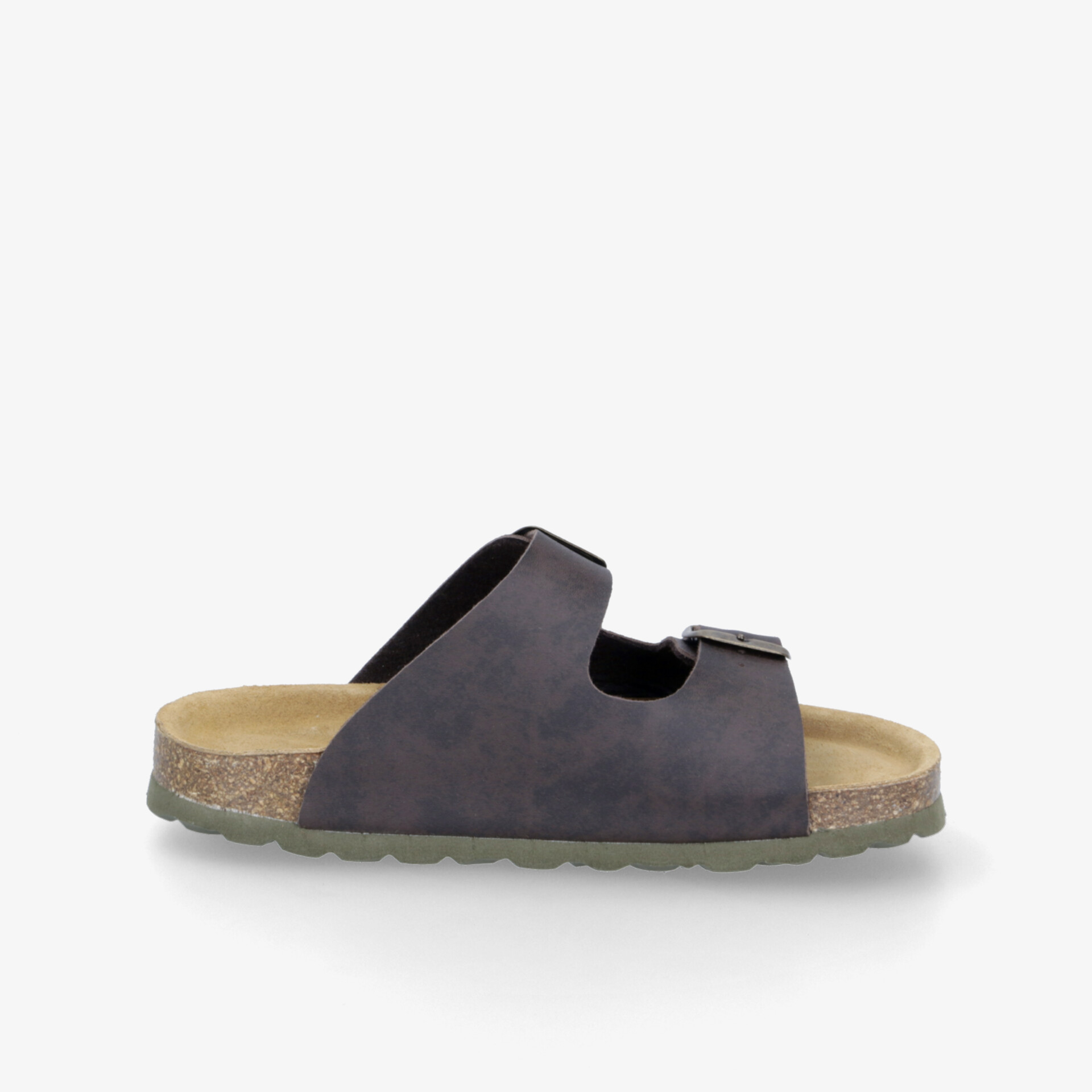 Bequeme Sandale mit verstellbarem Riemen und ergonomisch geformter, rutschfester Sohle in seitlicher Aufnahme