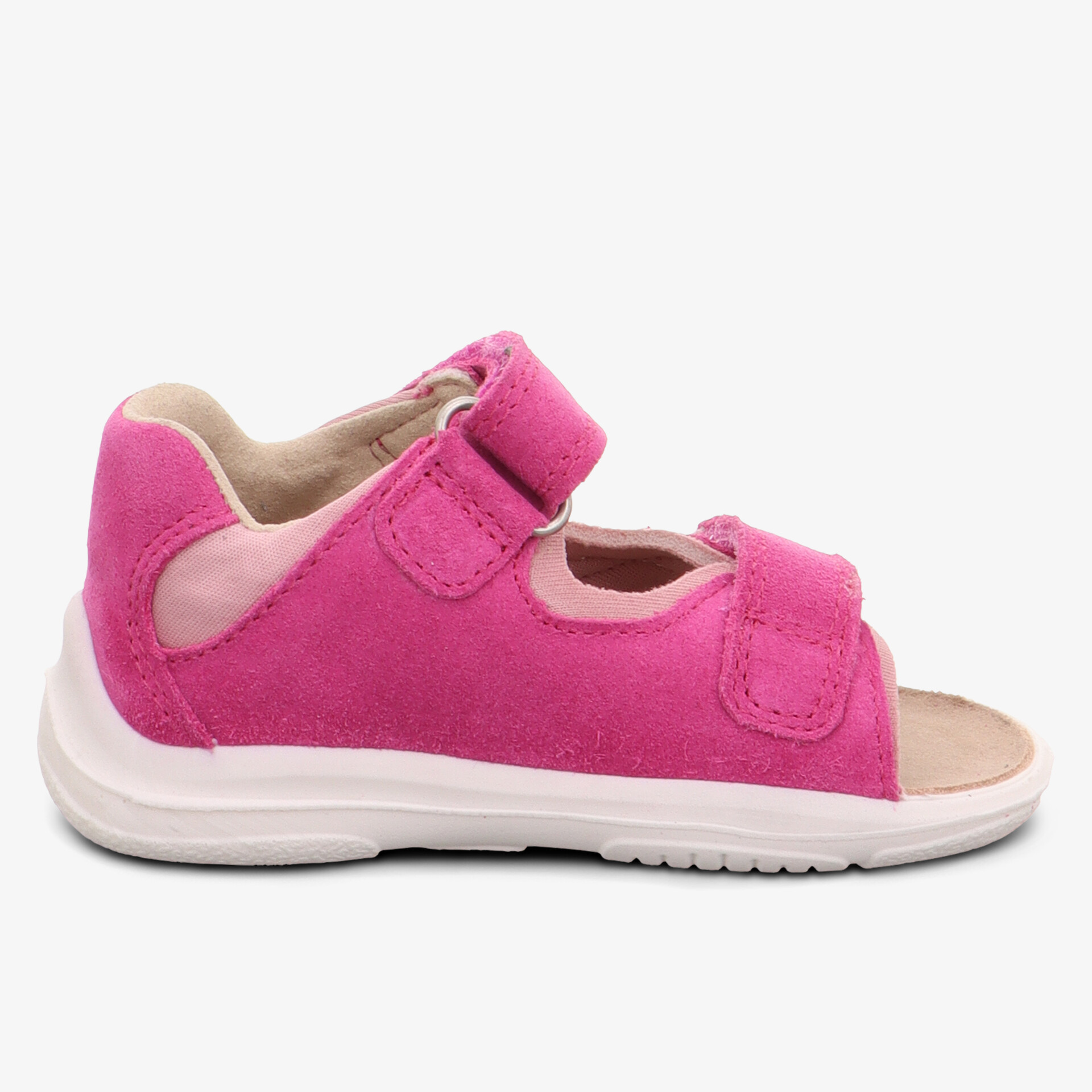 Rosa Sandale mit Klettverschluss und flexibler, leichter Sohle für hohen Tragekomfort