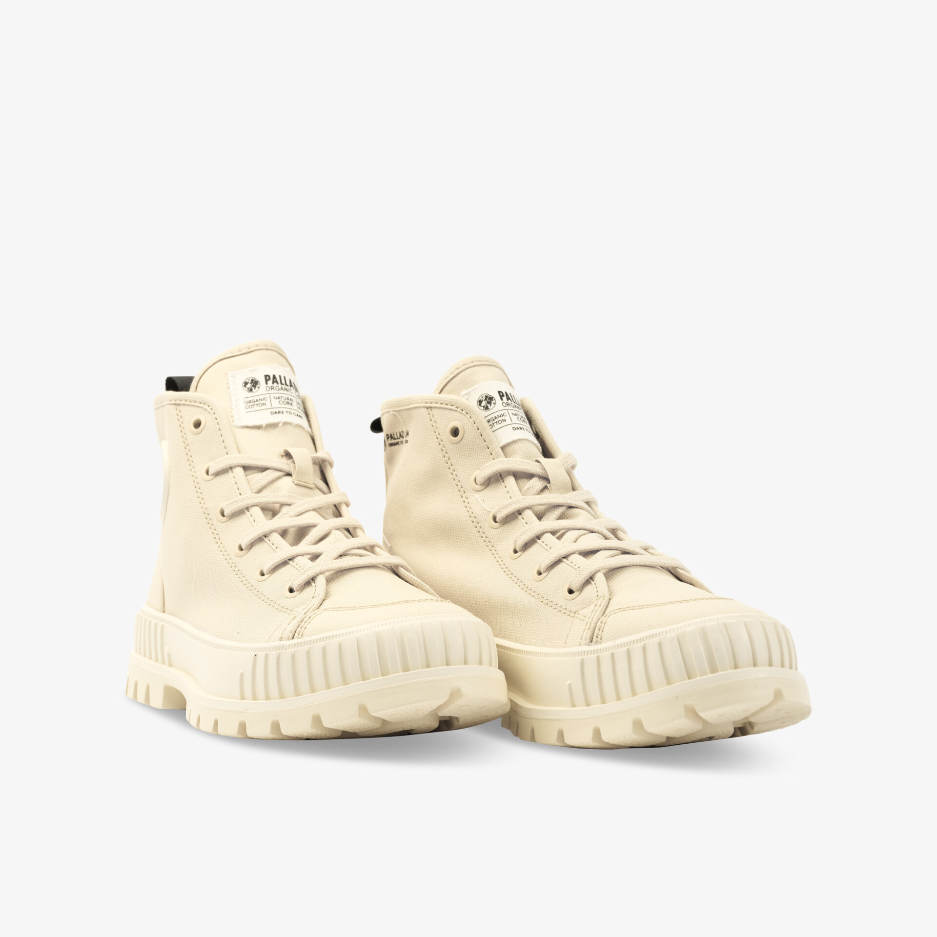 Beige High-Top Sneaker mit robuster Sohle und stilvollem Design. Perfekt für Freizeit und Alltag.