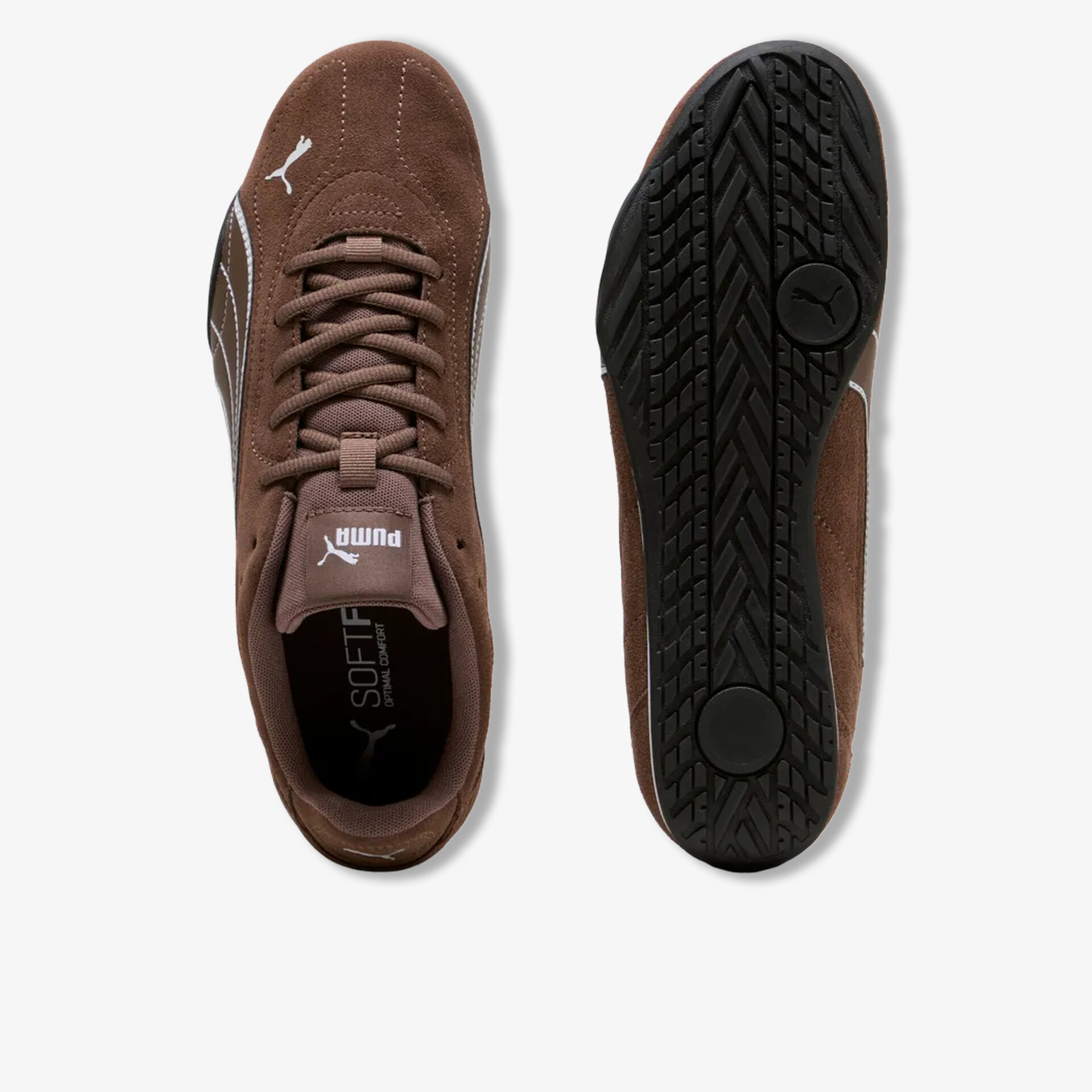 Brauner Wildleder Sneaker mit rutschfester Sohle und komfortablem Design, seitliche und Sohlenansicht