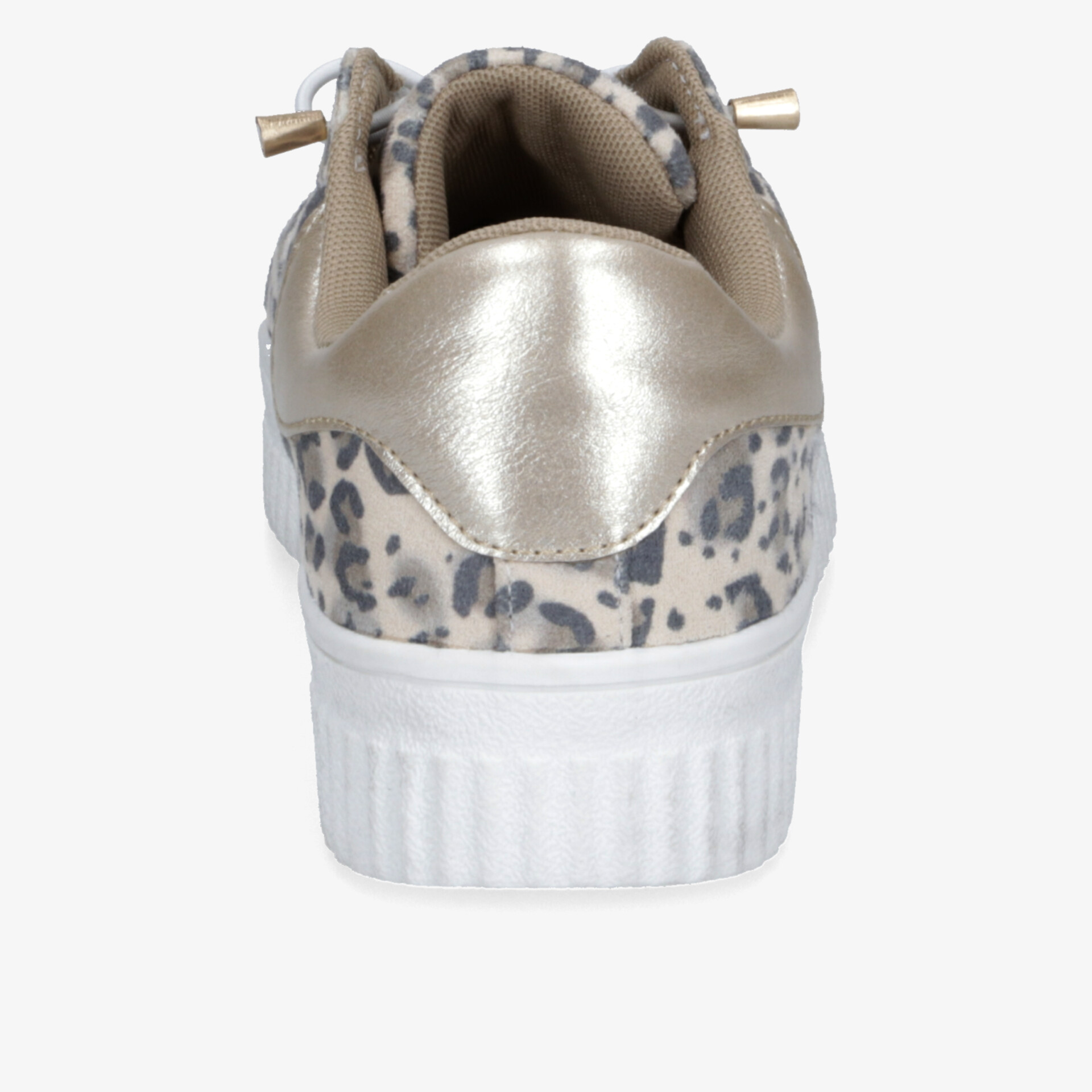 Modischer Sneaker mit auffälligem Leopardenmuster und glänzenden Metallic-Akzenten für trendige Styles.