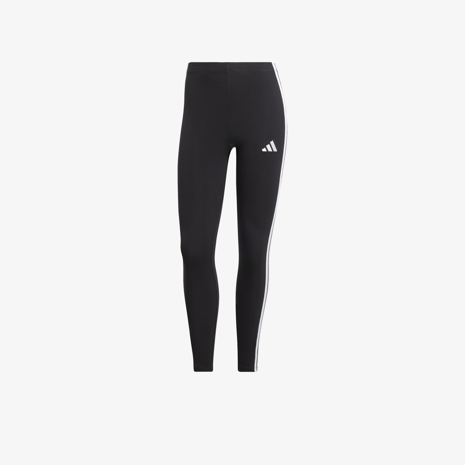 Schwarze enge Sportleggings mit hohem Komfort und flexiblem Material, vorne komplett sichtbar