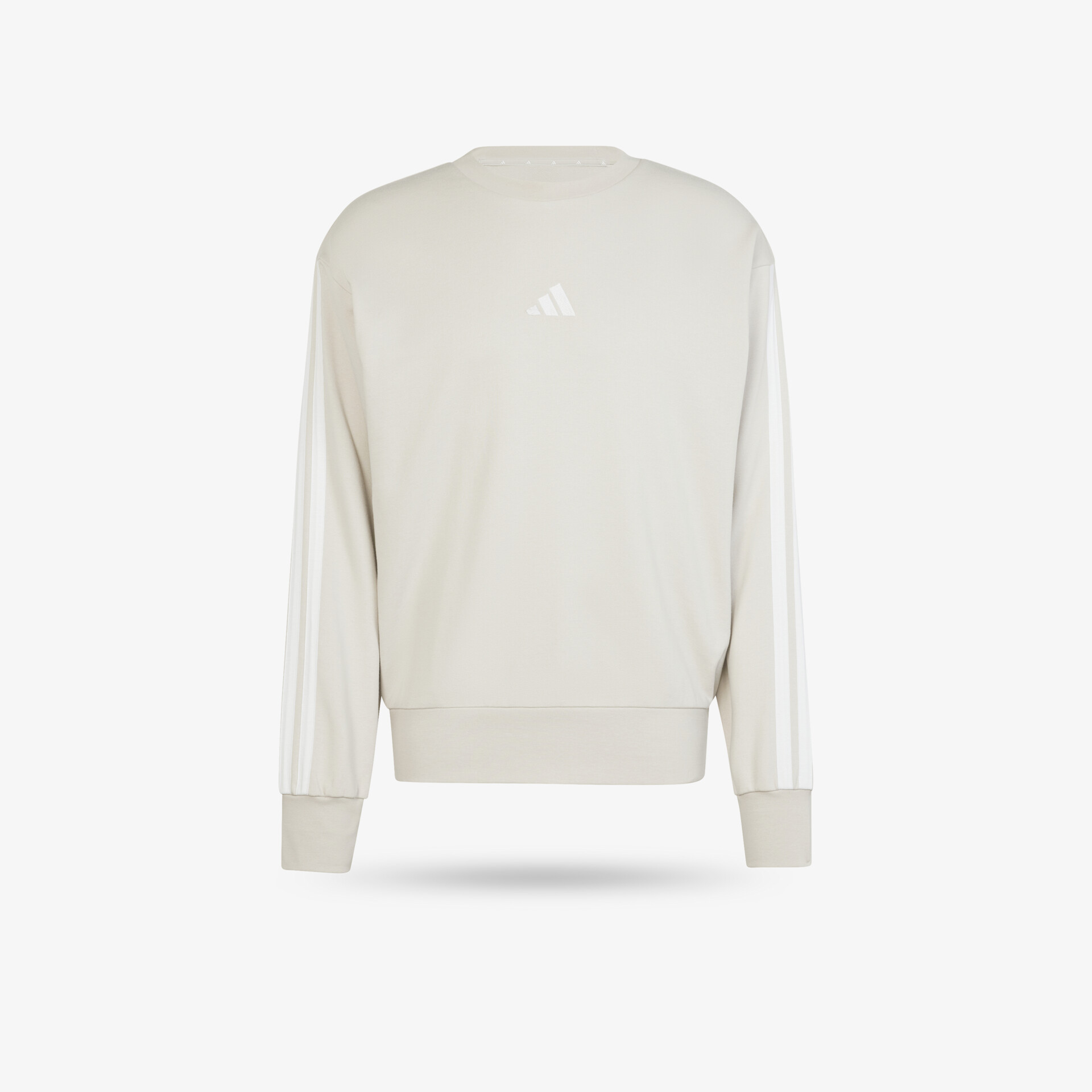 Cremefarbener Pullover mit langen Ärmeln und gerippten Bündchen in sportlicher, bequemer Passform von hinten