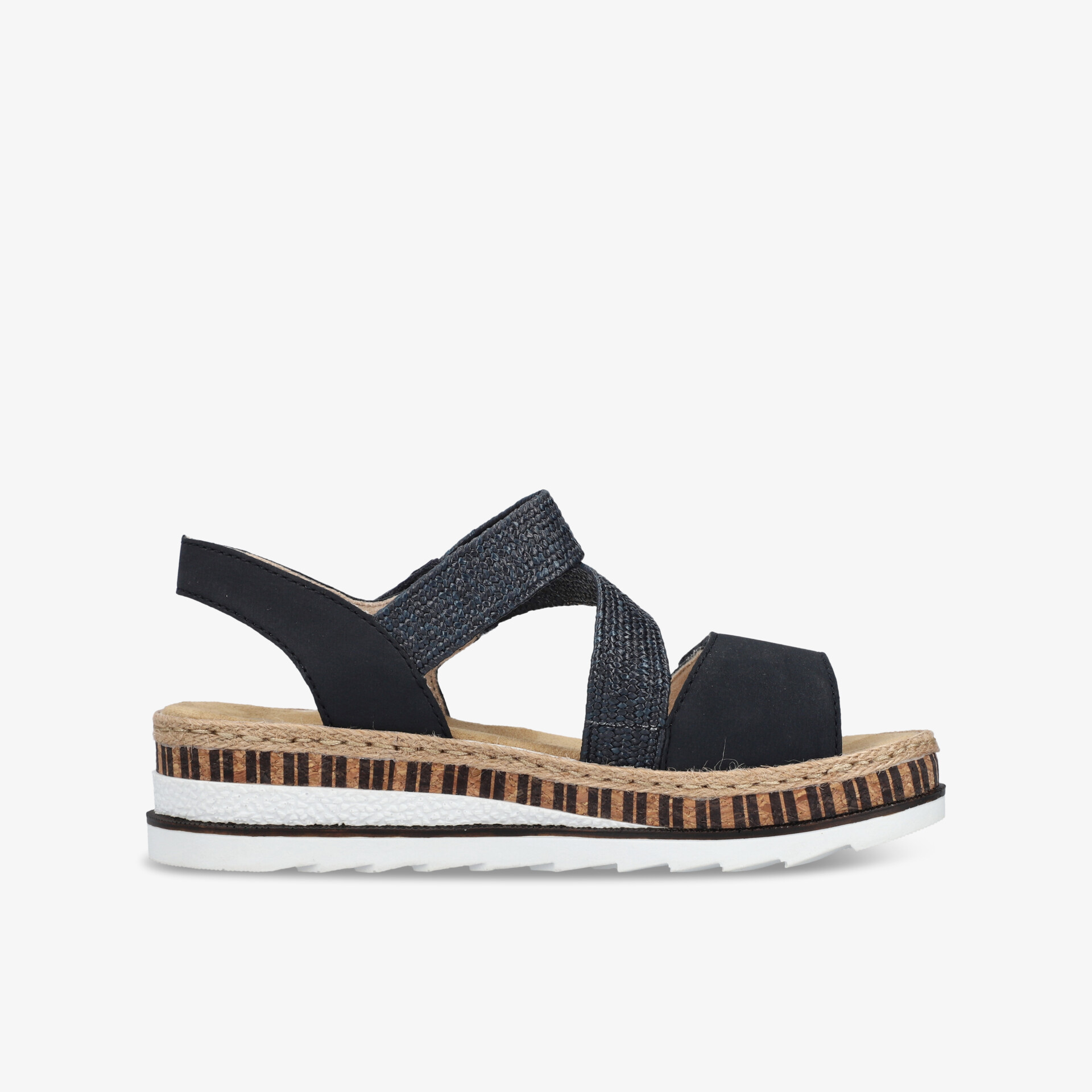 Bequeme Sandale mit modischem Design, elastischen Riemen und robustem Keilabsatz für leichten Tragekomfort