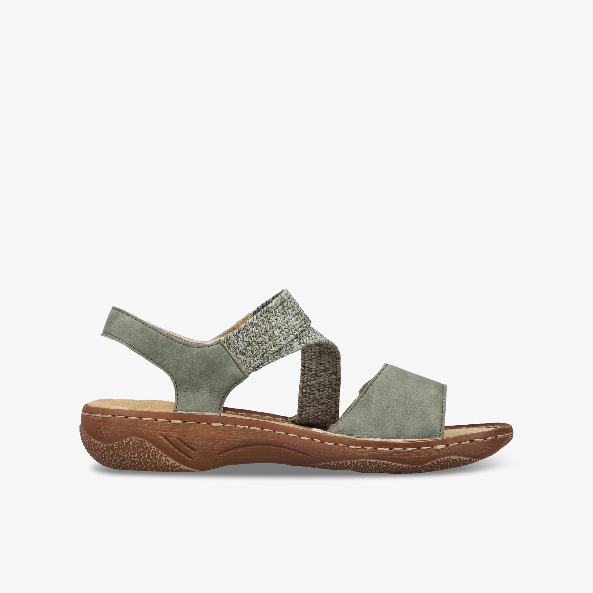 Bequeme Sandale mit verstellbarem Klettverschluss und gepolsterter, rutschfester Sohle für flexiblen Tragekomfort seitlich