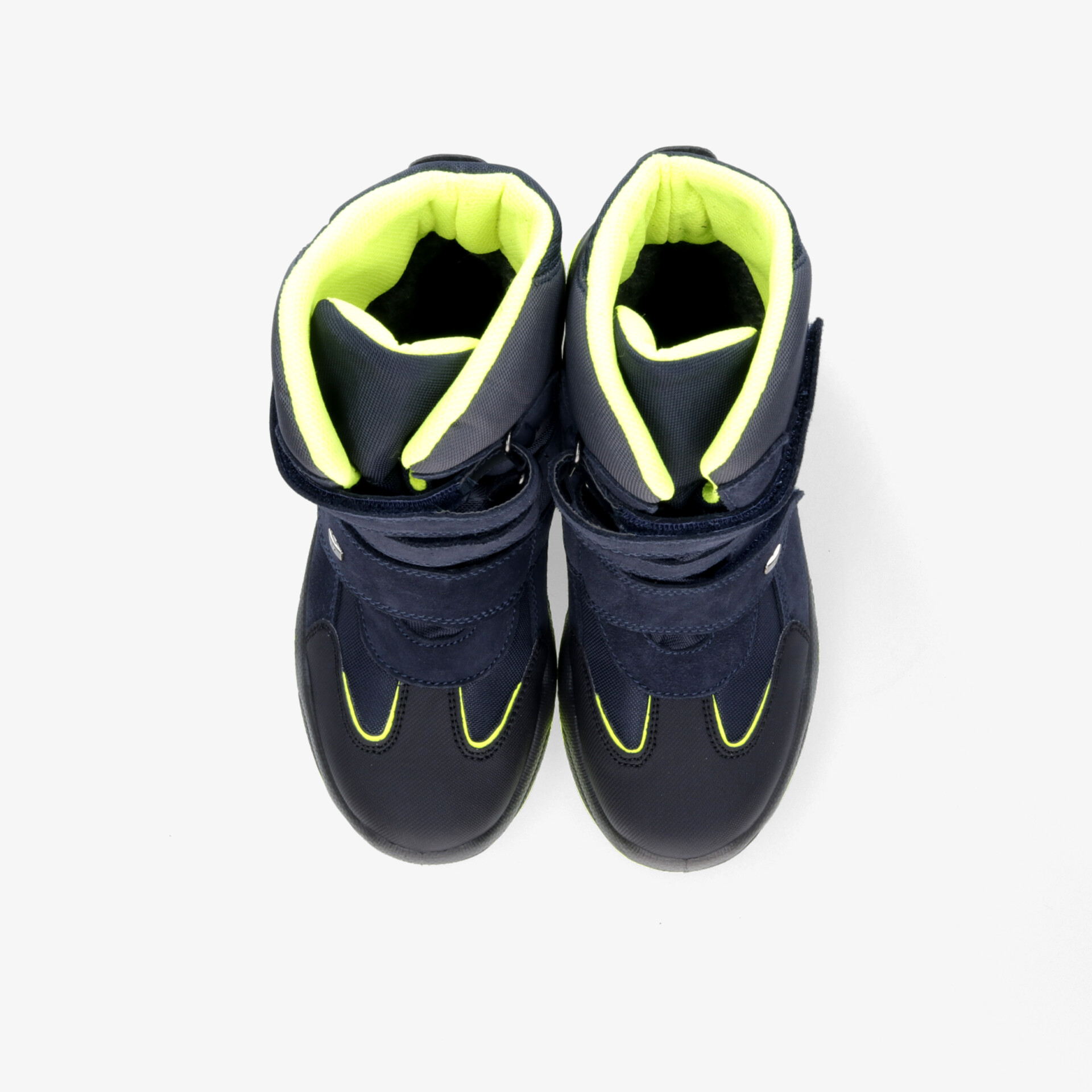 Robuste und atmungsaktive Sportschuhe in Blau mit gelber Innenausstattung, bequem und gepolstert