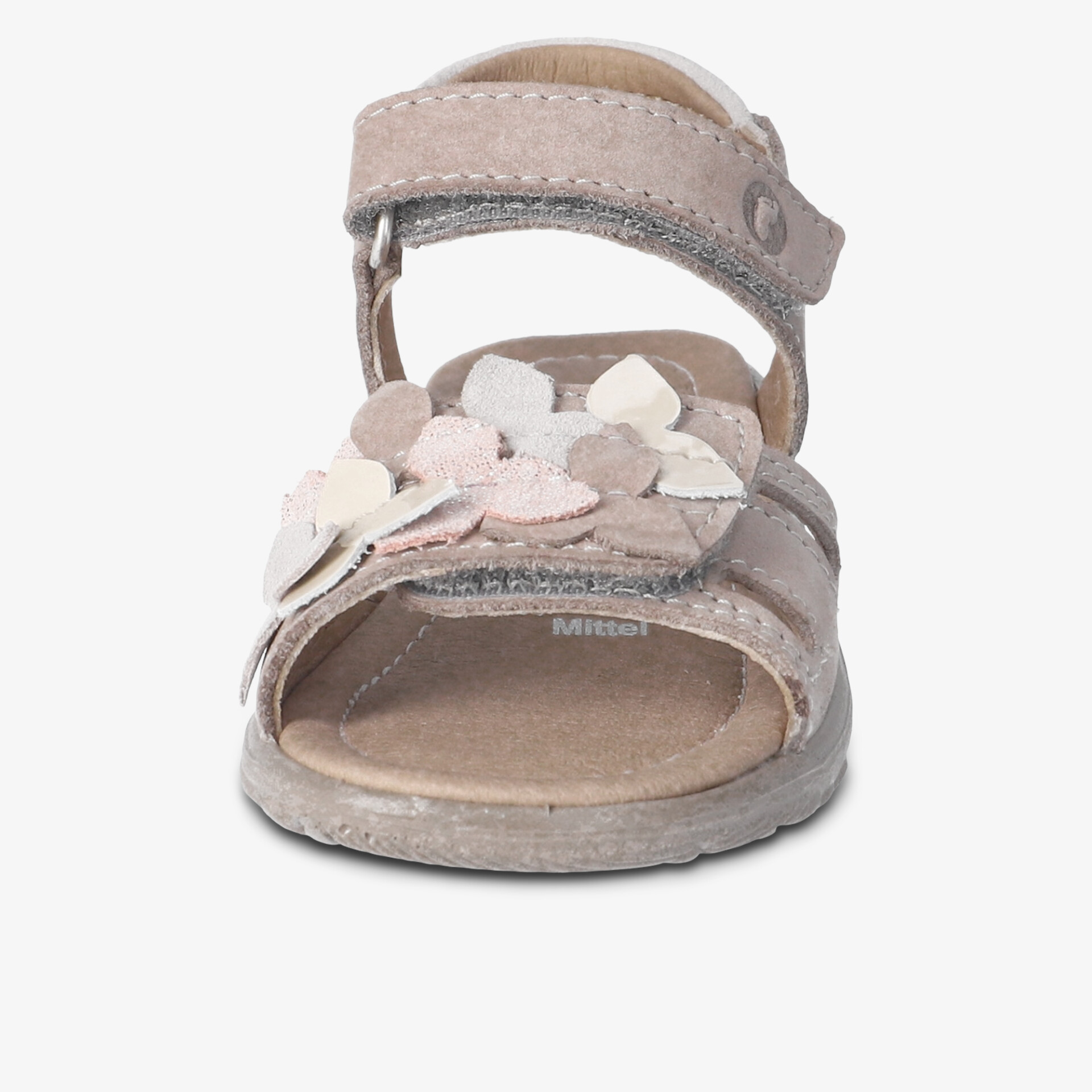 Bequeme Sandale mit verstellbarem Klettverschluss und floralem Dekor, ideal für angenehmen Halt und Komfort