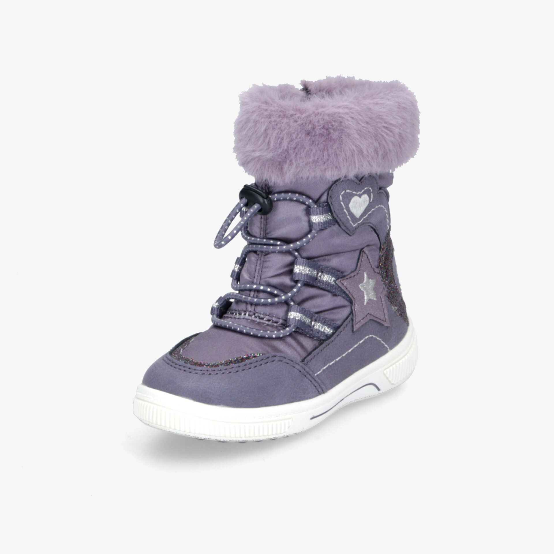 Warmer lila Winterstiefel mit kuscheligem Bund, schnürung und rutschfester Sohle für komfortablen Halt