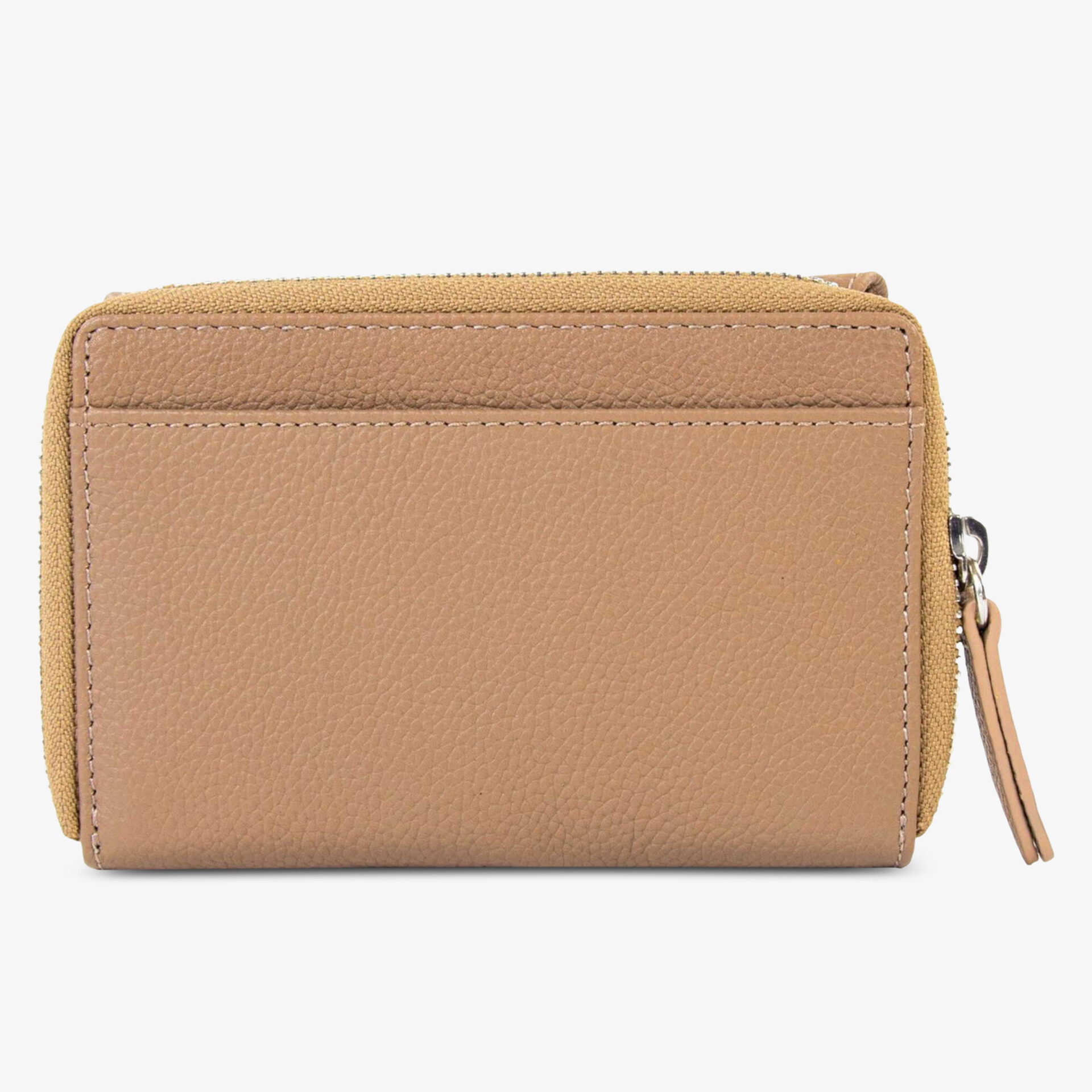 Elegantes beige Portemonnaie aus feinem Leder mit Reißverschluss für kompakte Aufbewahrung