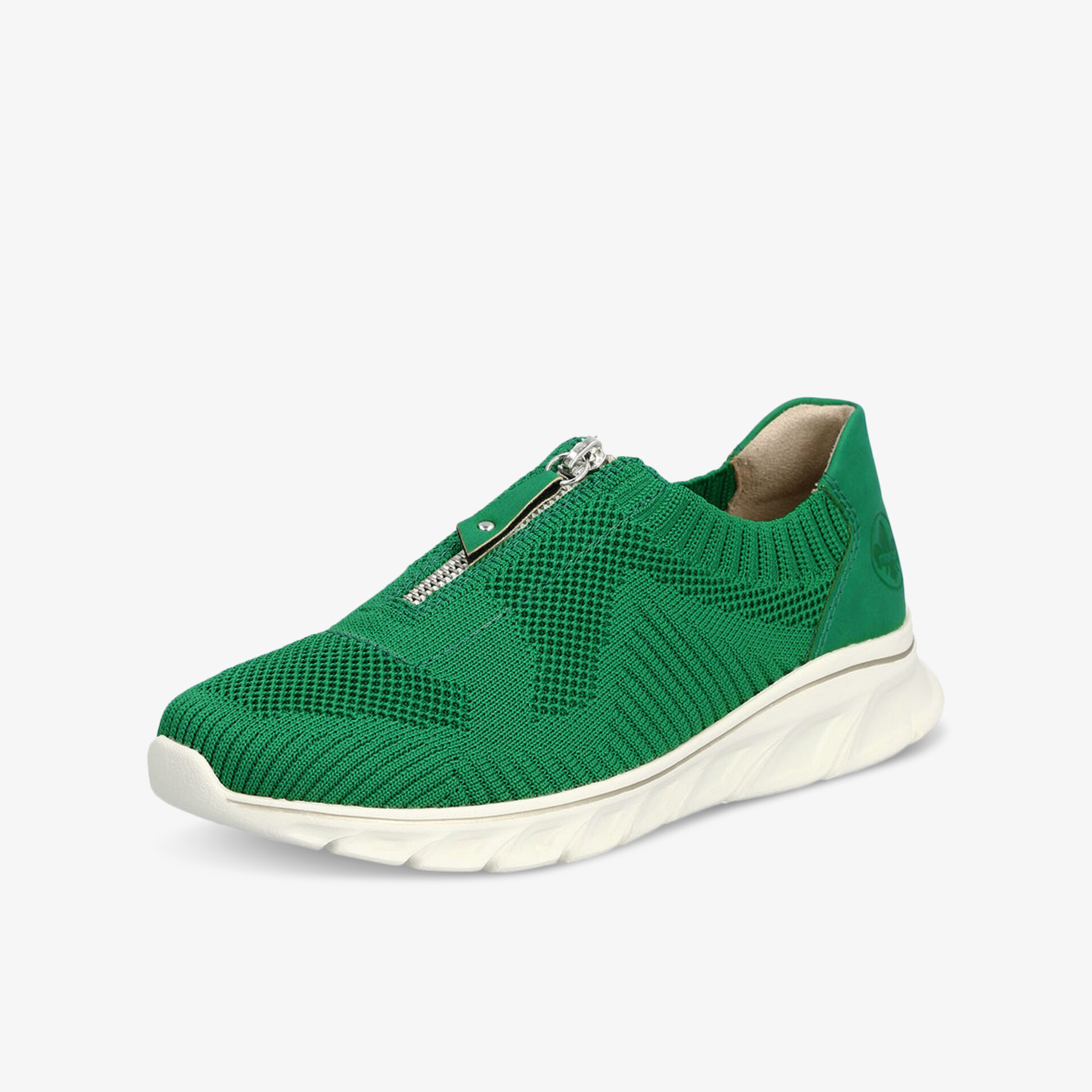 Grüner sportlicher Slipper Sneaker mit atmungsaktivem Material und praktischem Reißverschluss, bequeme leichte Sohle