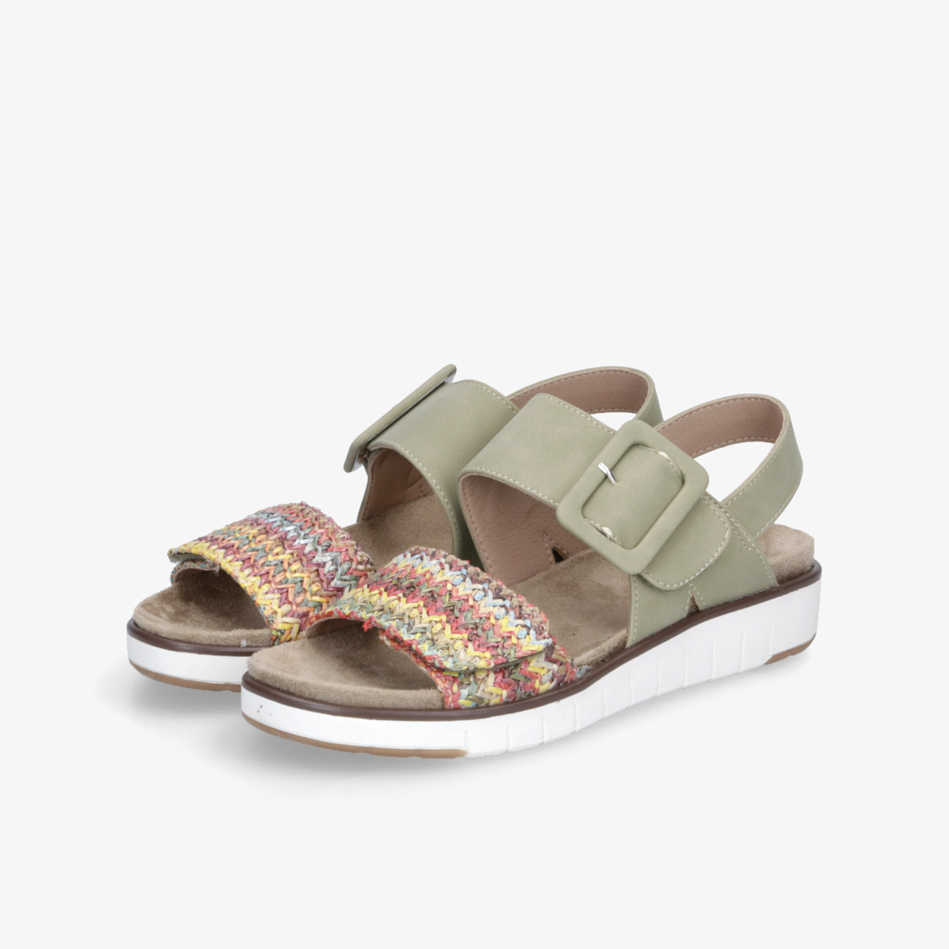 Bequeme Sandalen mit verstellbarem Riemen und bunter Front, weich gepolstert und rutschfester Sohle für Komfort