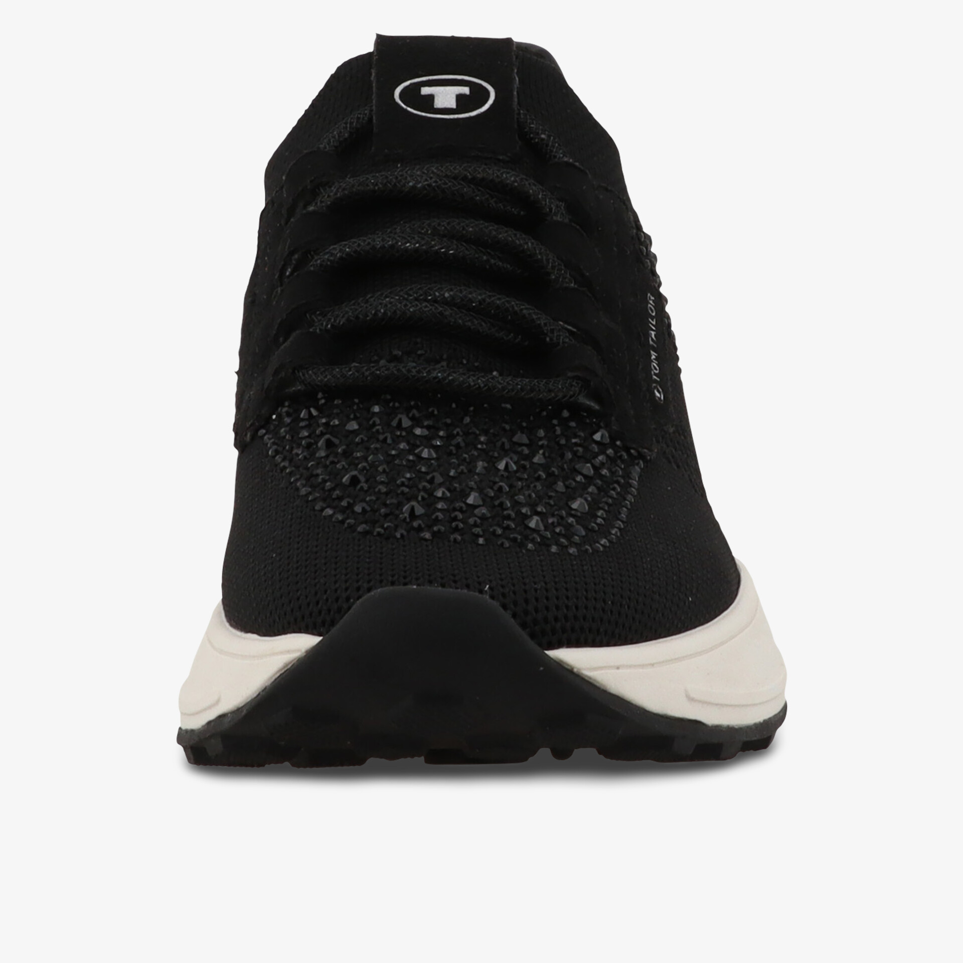 Schwarzer sportlicher Sneaker mit komfortabler Passform und rutschfester Sohle, Frontansicht