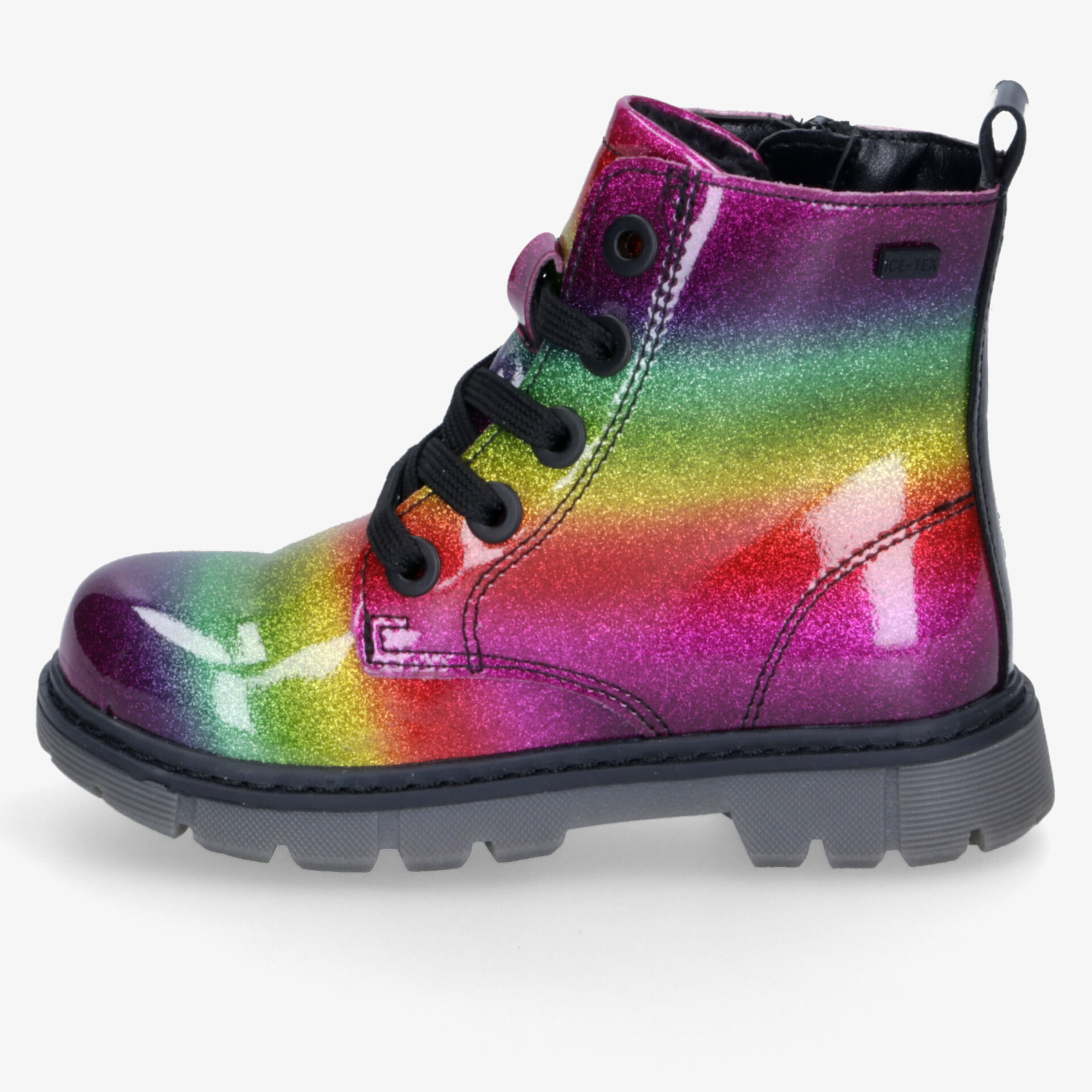 bunter glänzender Stiefel mit robuster Sohle und Schnürung, perfekter bequemer Komfort für Alltag und Outdoor