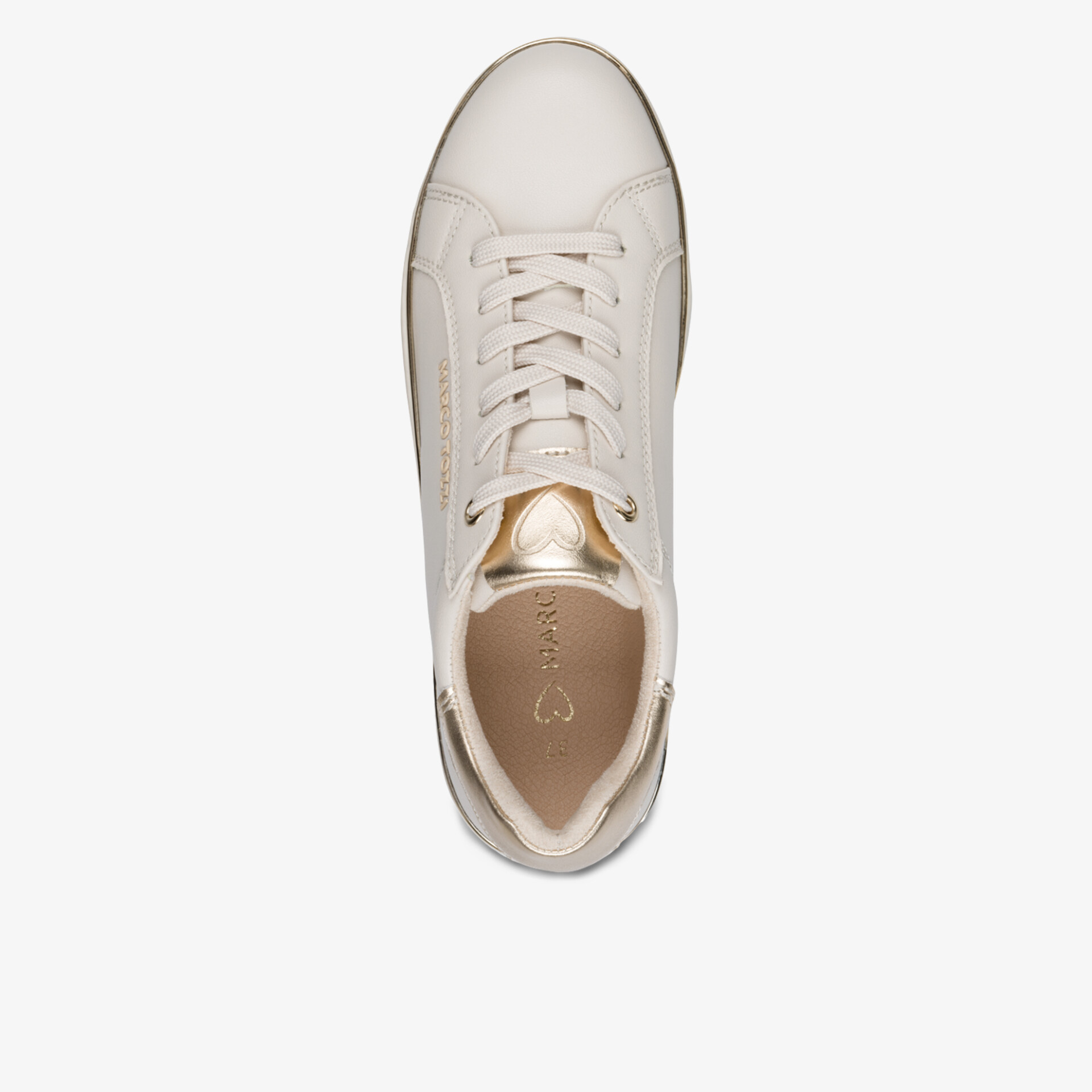 Moderner weißer Sneaker mit glatter Oberfläche und Schnürung, bequemer und leichter Schuh