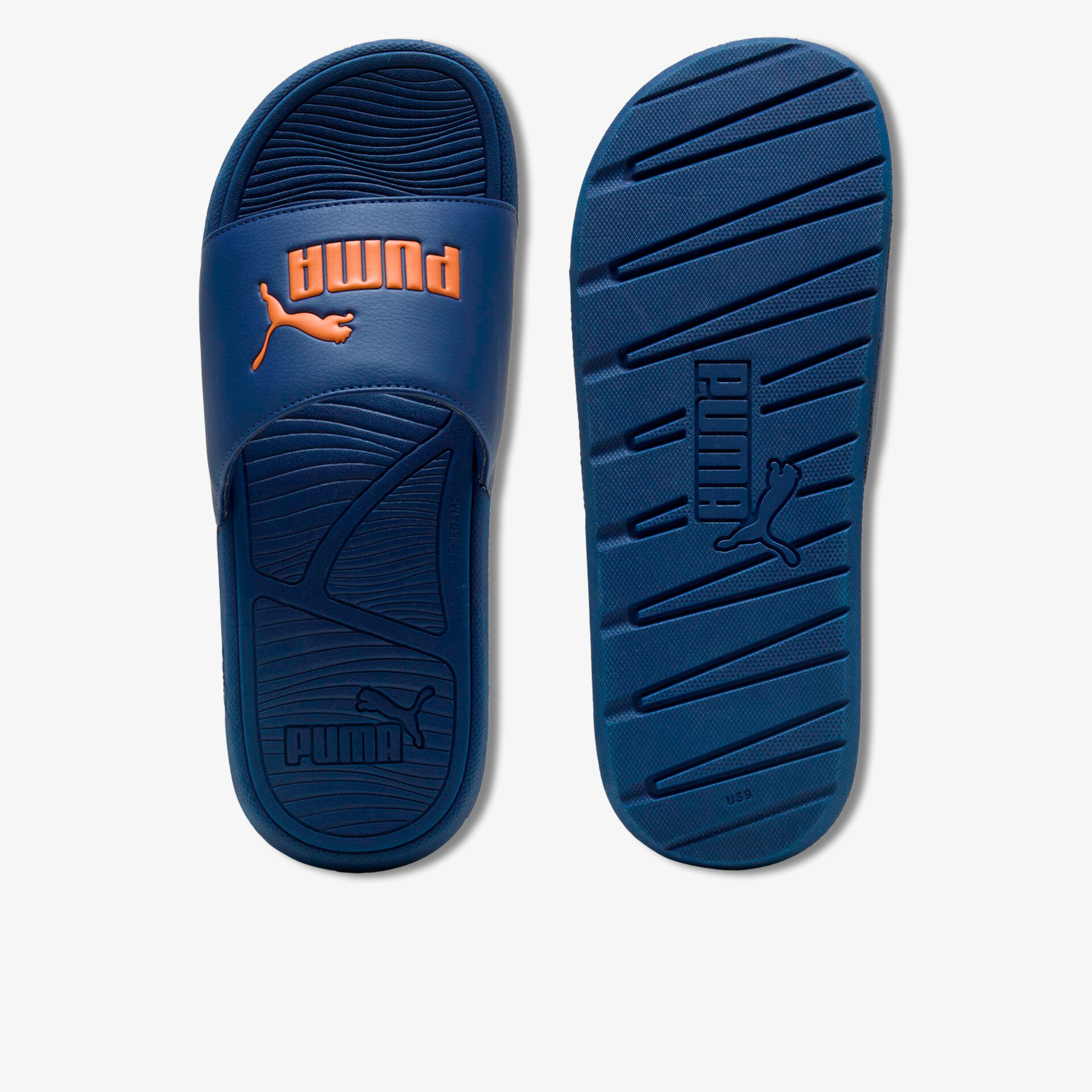 Blauorange Badepantoletten mit rutschfester Sohle und bequemem Design für den Sommer