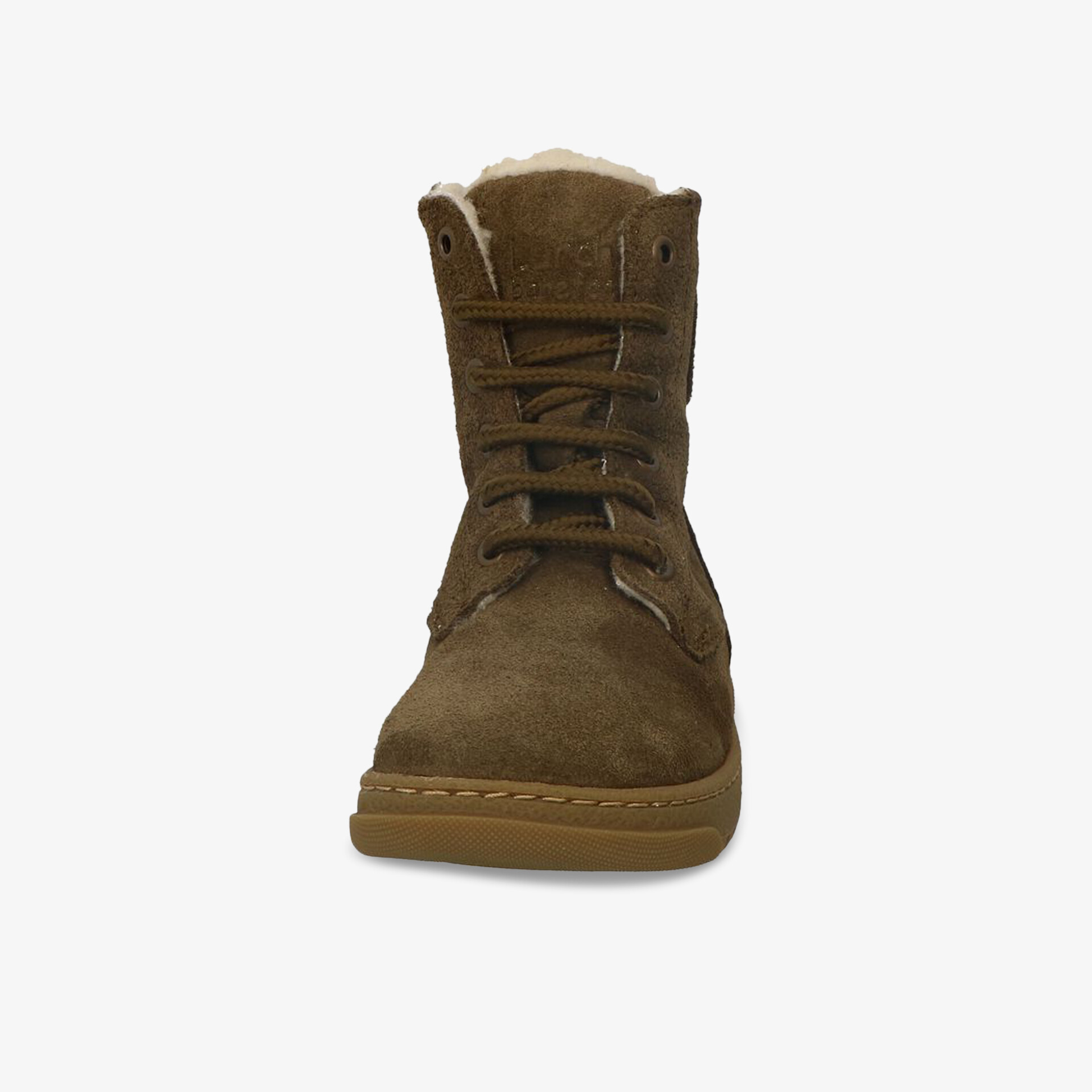 Robuster brauner Winterstiefel mit warmer Innenausstattung und rutschfester Sohle von vorne sichtbar