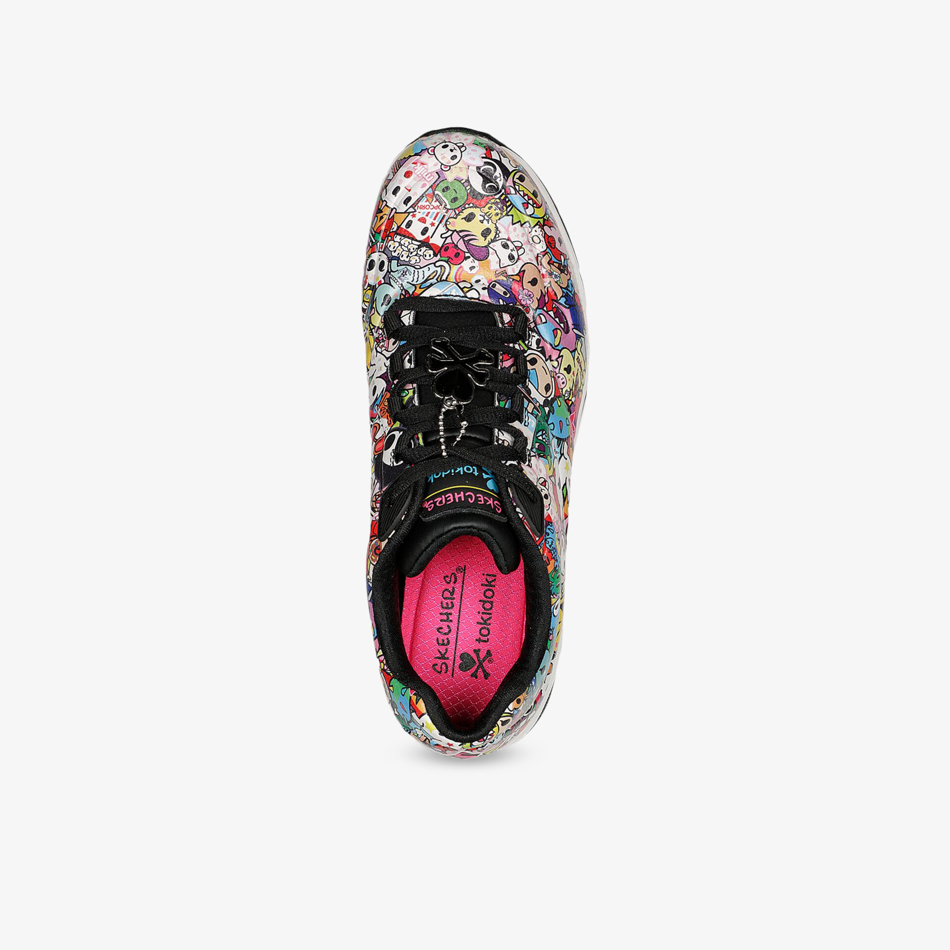 Farbenfroher Sneaker mit floralem Muster, bequeme Passform und robusten Schnürsenkeln in Draufsicht