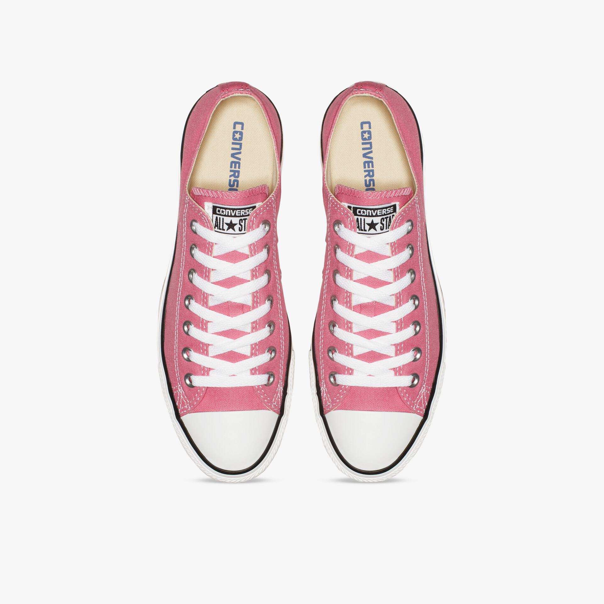 Klassische rosa Leinenschuhe mit weißer Kappe und Schnürung, ideal für Alltag und Freizeit.